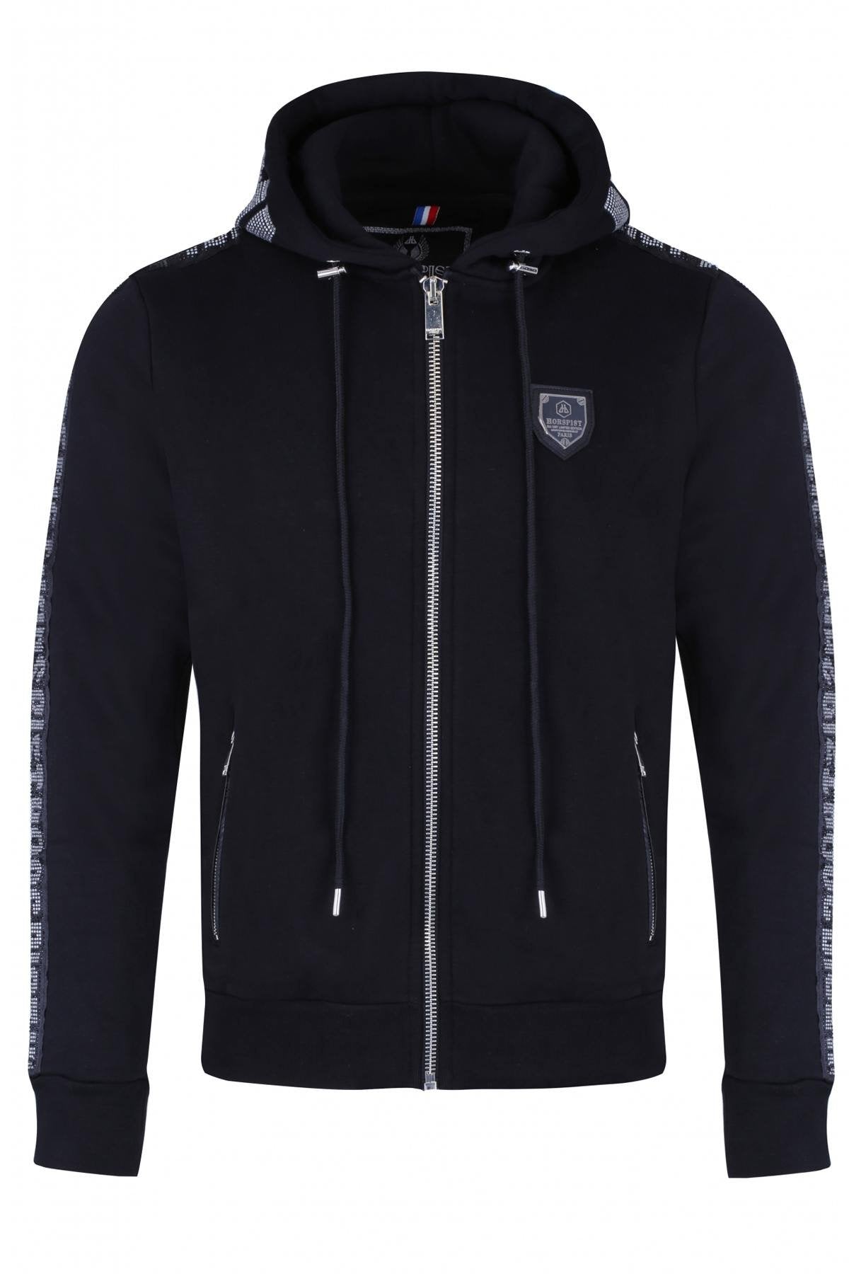 Horspist men's black zipped sweatshirt with rhinestones - Image n°3