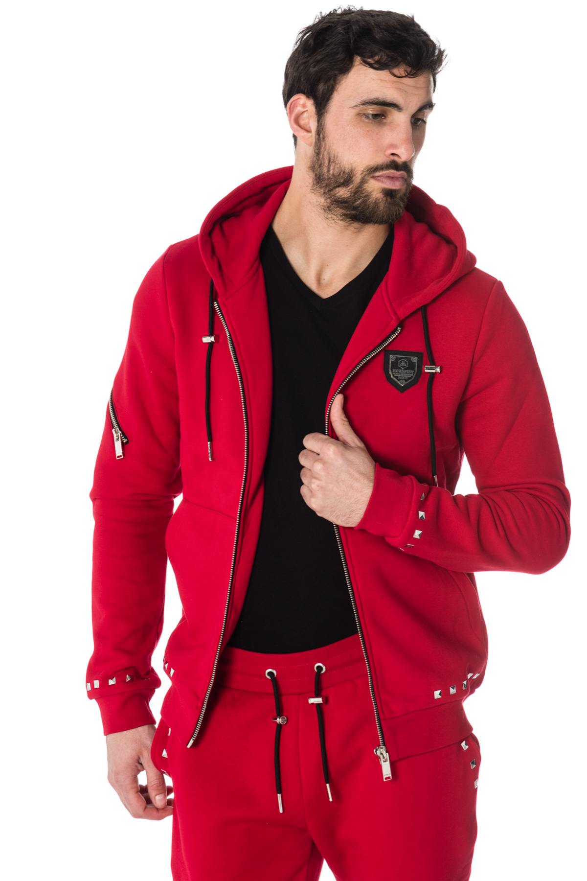 Horspist men's red zipped sweatshirt - Image n°1