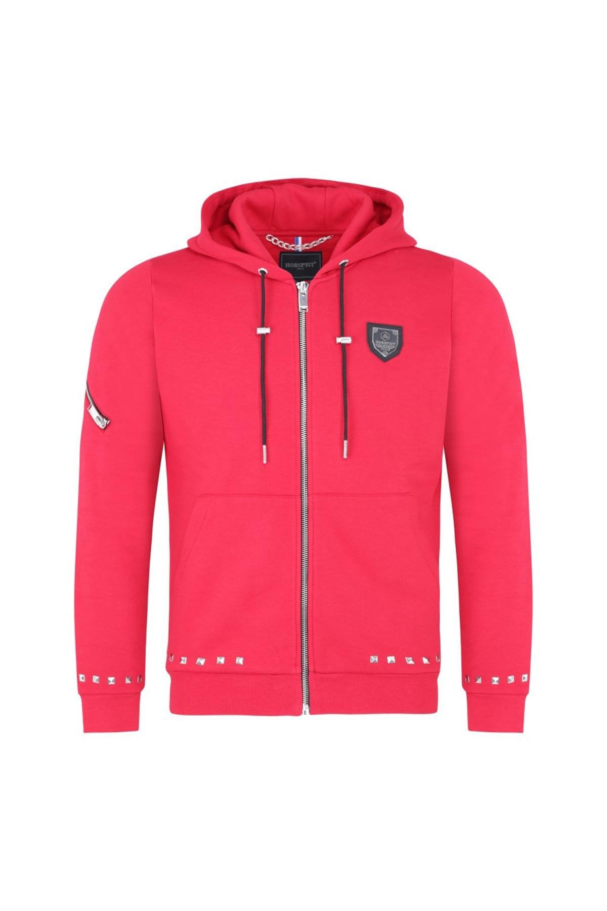 Horspist men's red zipped sweatshirt - Image n°3