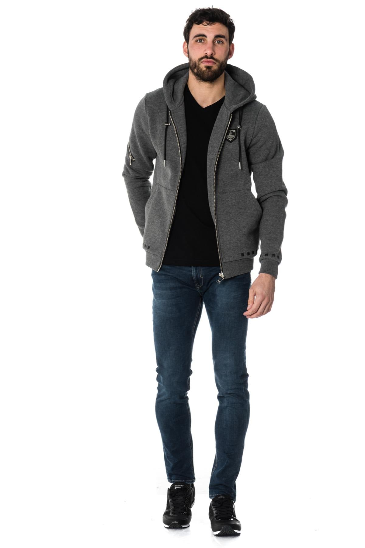 Horspist men's gray zipped sweatshirt - Image n°2