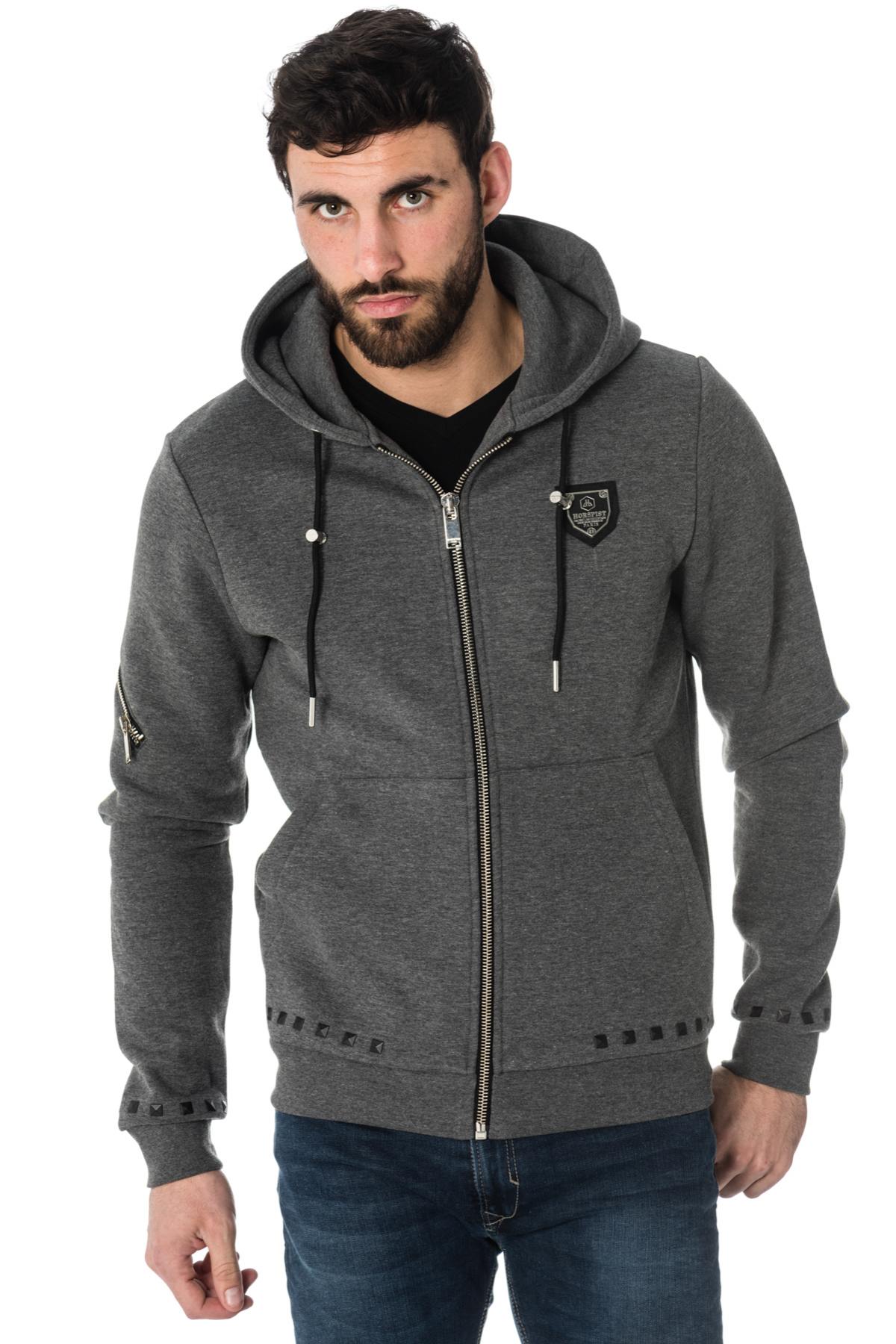 Horspist men's gray zipped sweatshirt - Image n°3