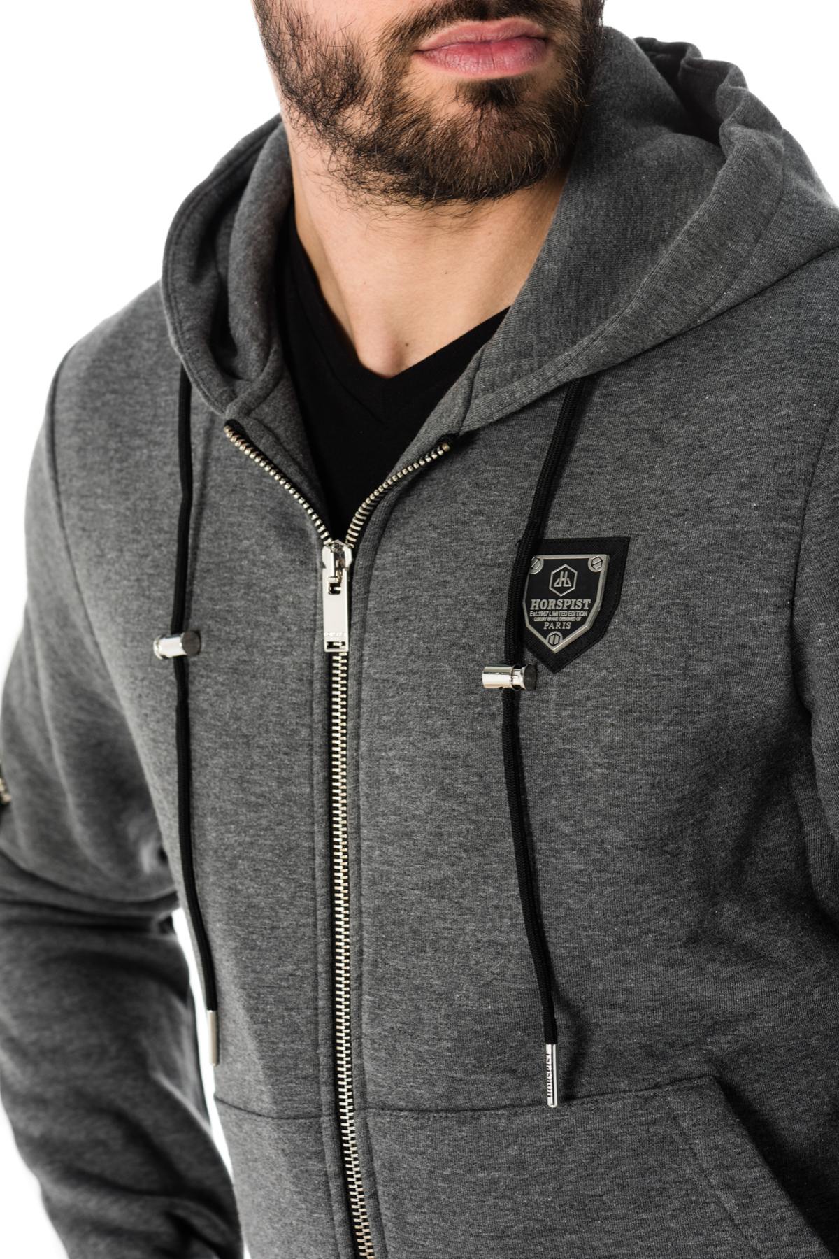 Horspist men's gray zipped sweatshirt - Image n°5