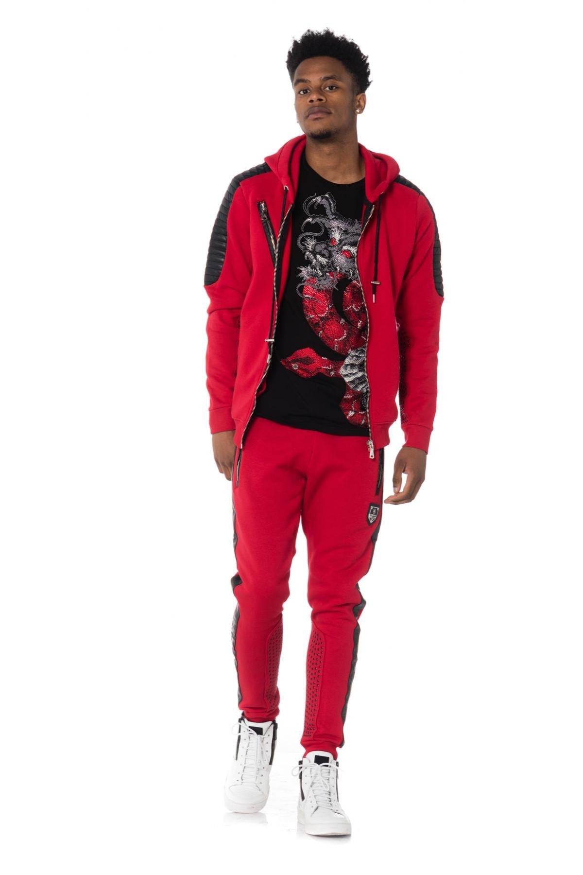 Horspist men's red zipped sweatshirt - Image n°2