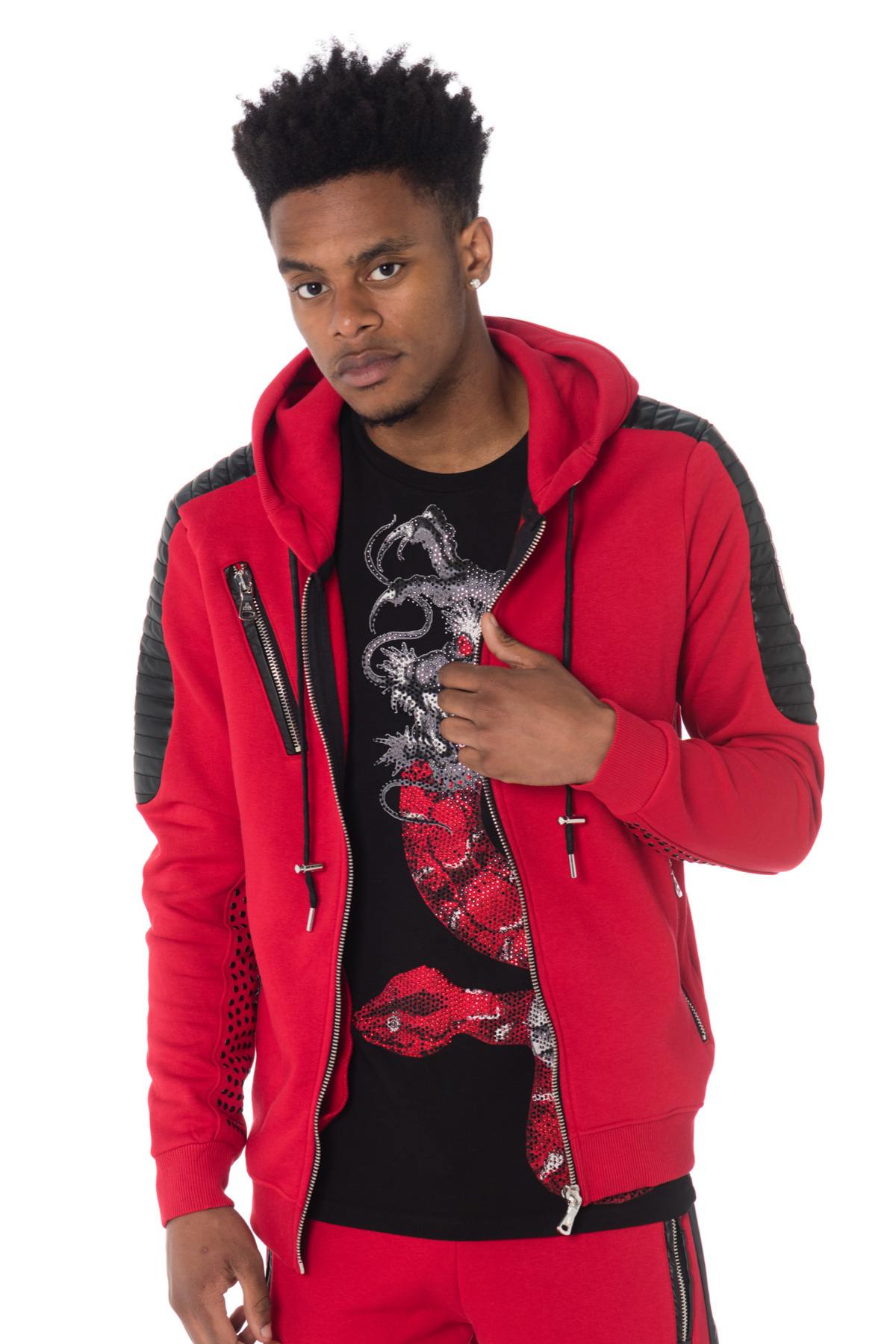 Horspist men's red zipped sweatshirt - Image n°3