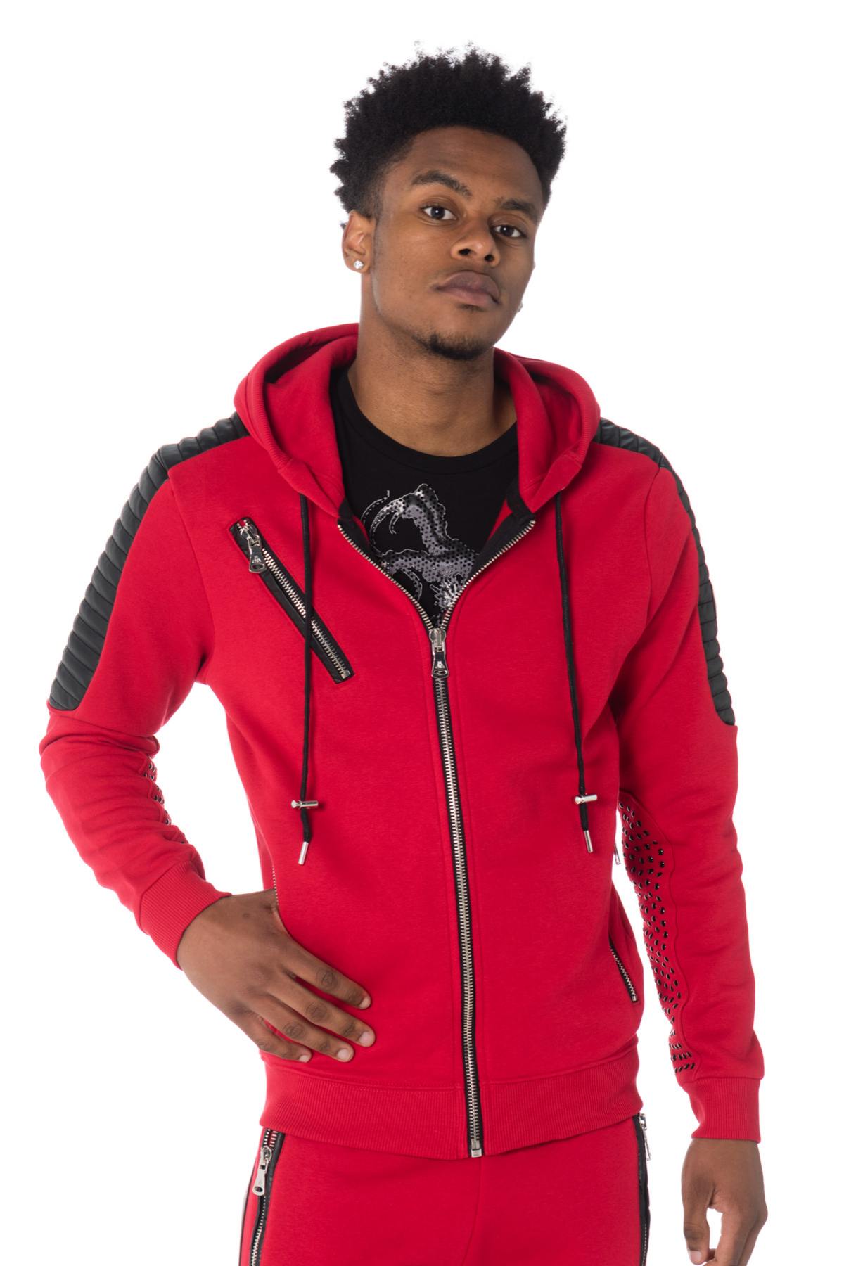 Horspist men's red zipped sweatshirt - Image n°1