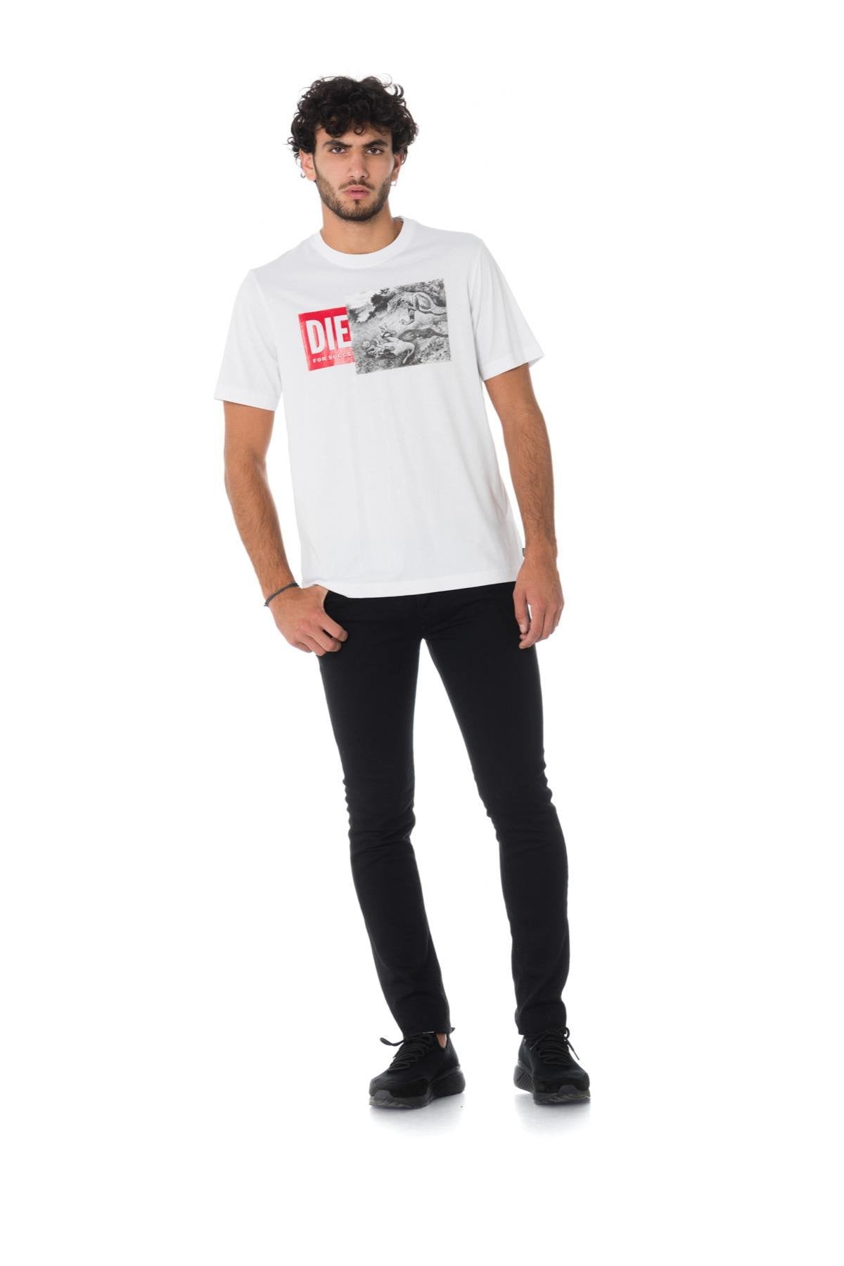 Diesel white t-shirt with dinosaurs - Image n°4