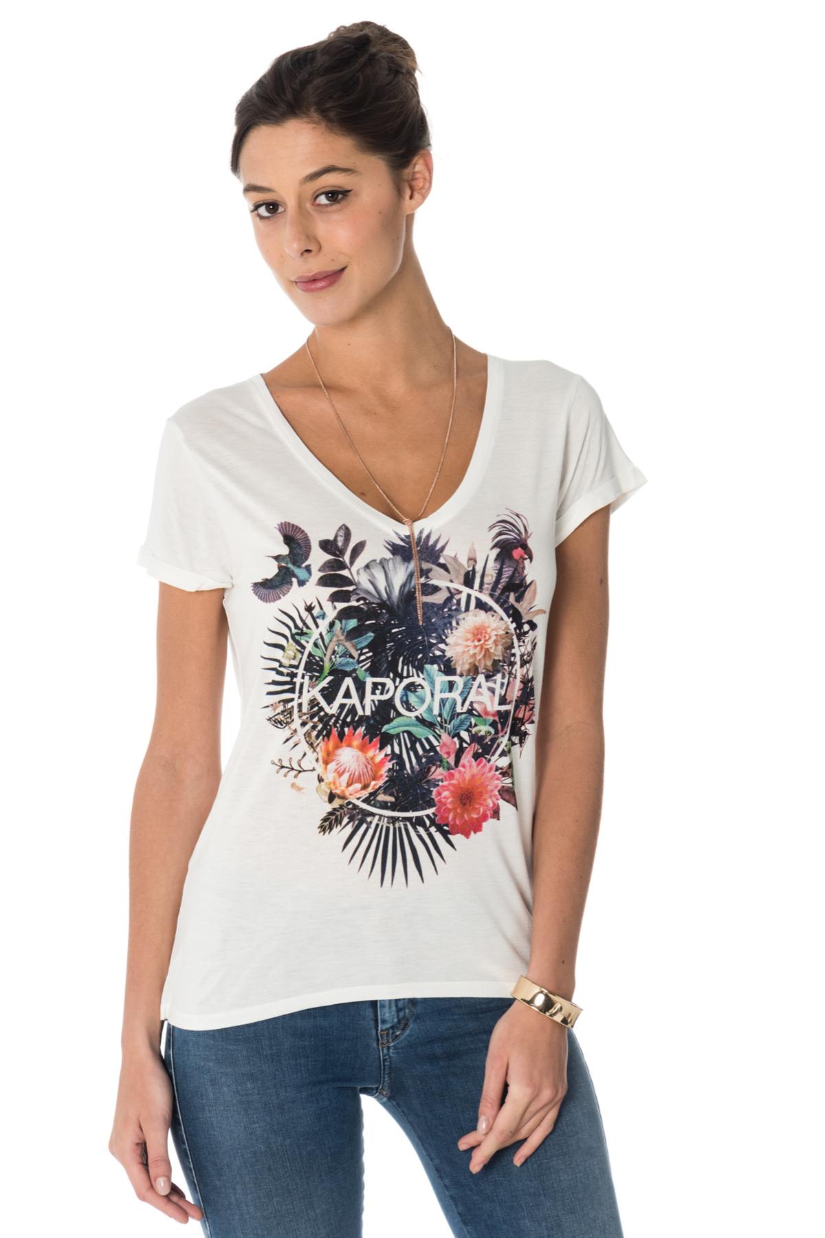 Kaporal women's tropical print T-shirt - Image n°1