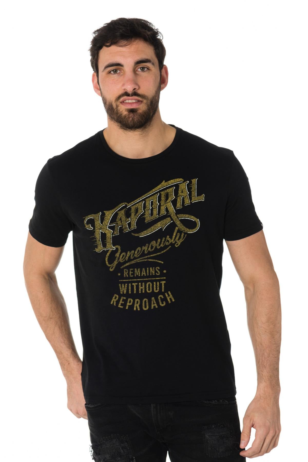 Kaporal black t-shirt with vintage inscription - Image n°1