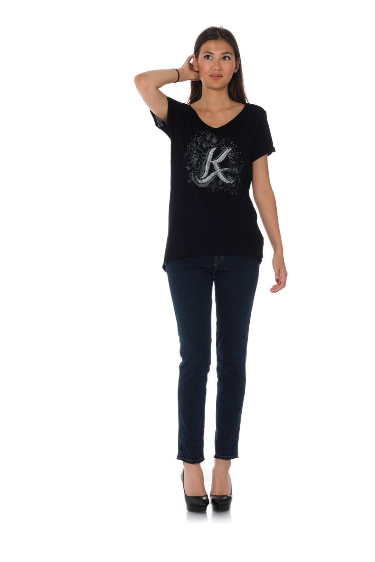 Kaporal women's black flowing t-shirt - Image n°2