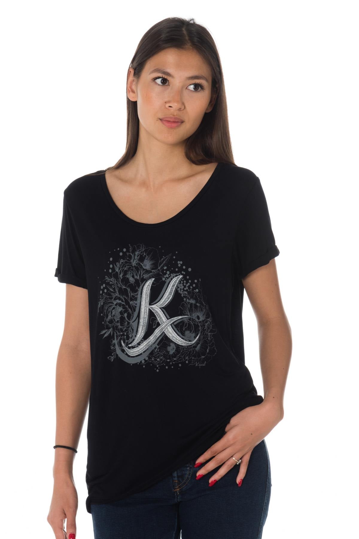 Kaporal women's black flowing t-shirt - Image n°1