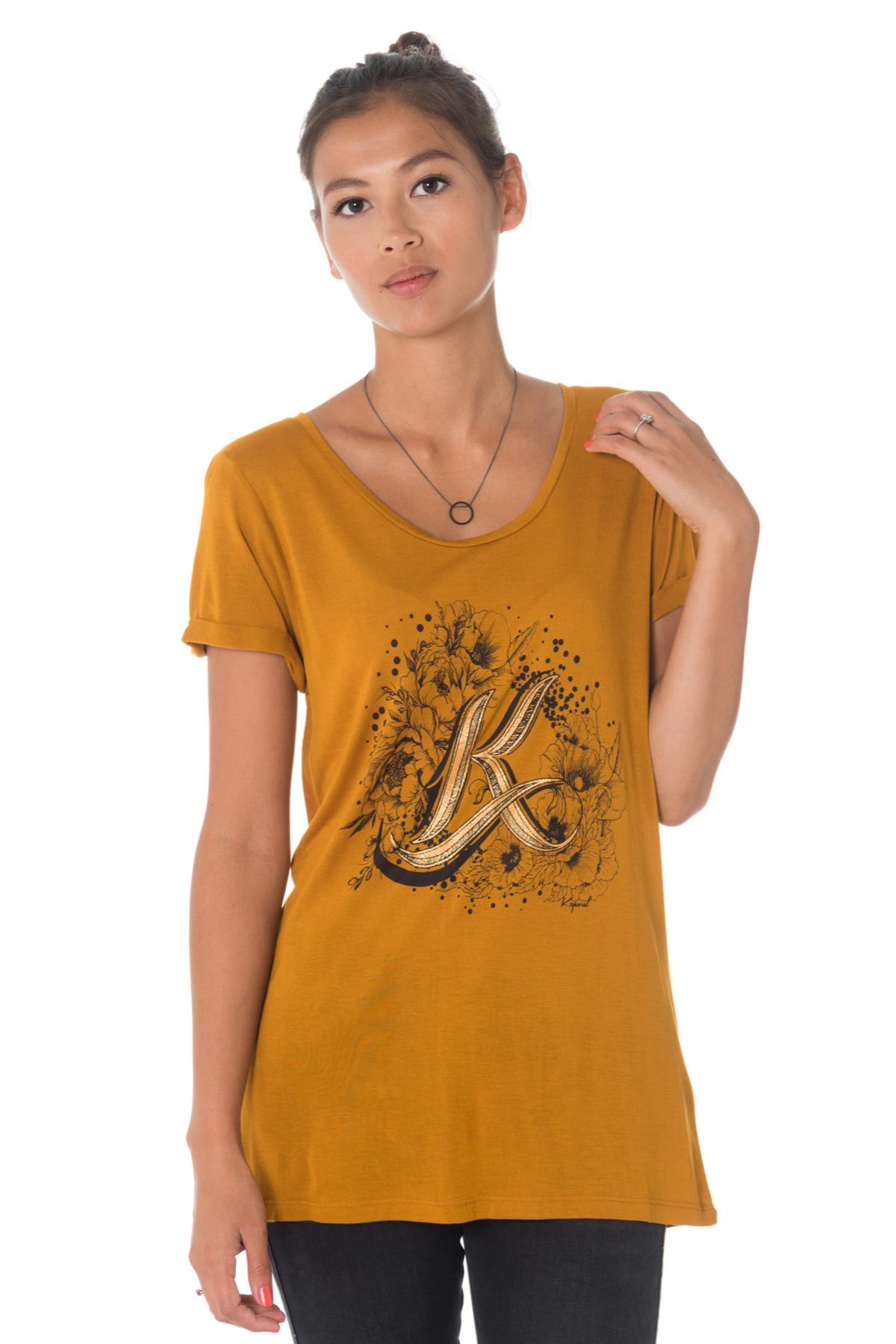 Kaporal women's t-shirt in honey color - Image n°1