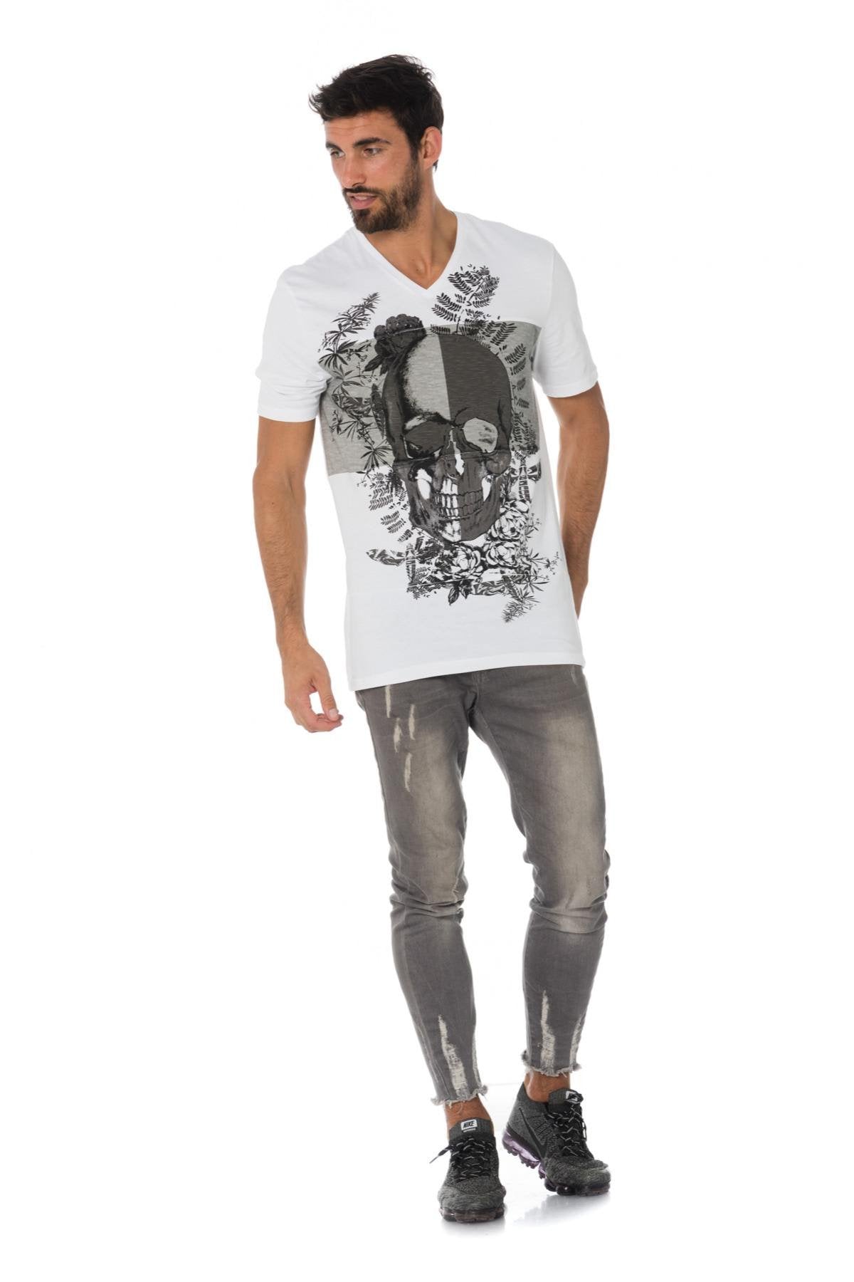 Men's white skull t-shirt - Image n°2