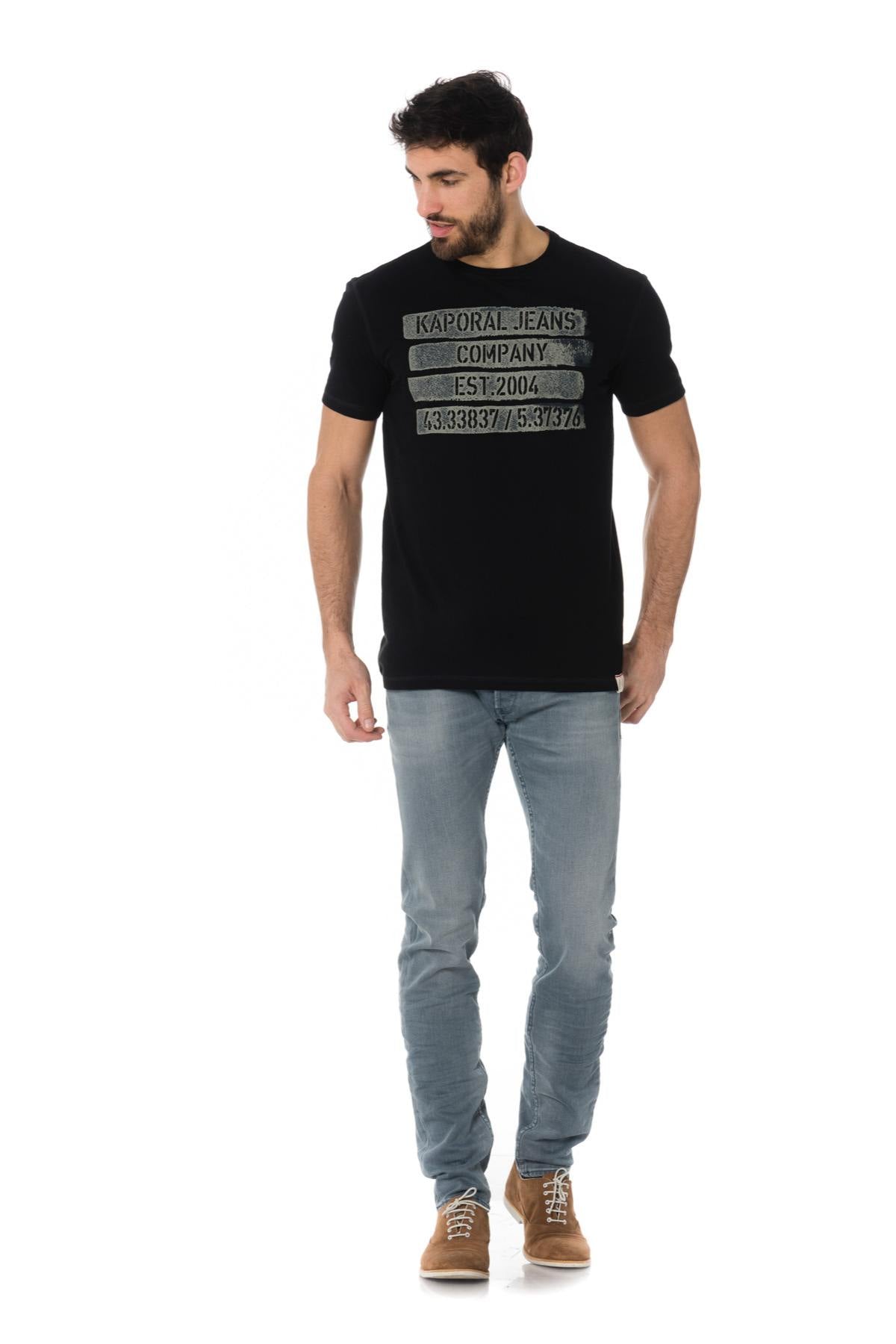 Men's black round neck T-shirt - Image n°2