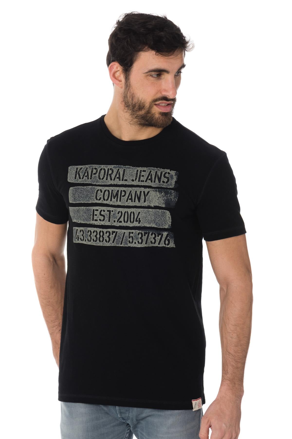 Men's black round neck T-shirt - Image n°1