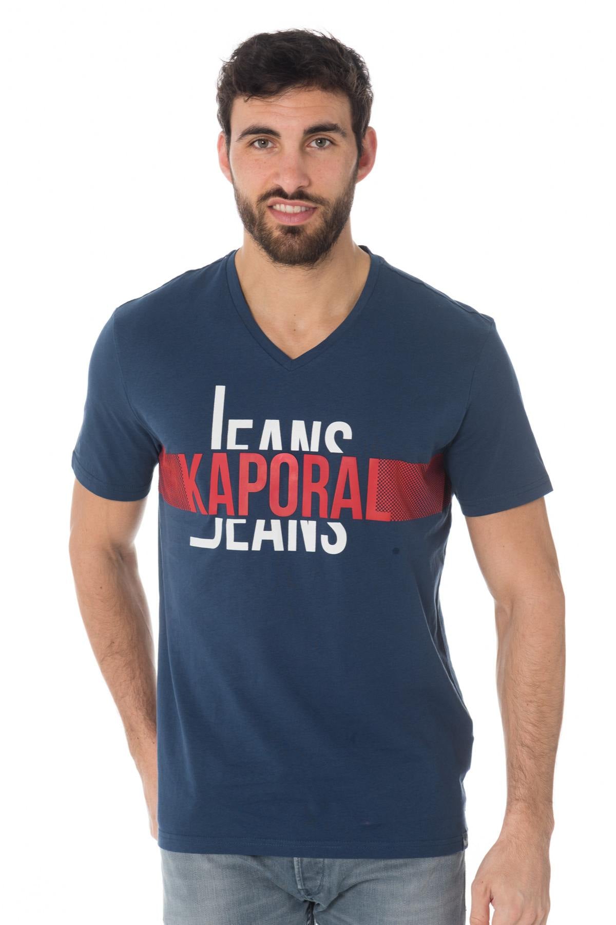 Navy blue V-neck t-shirt - Image n°1