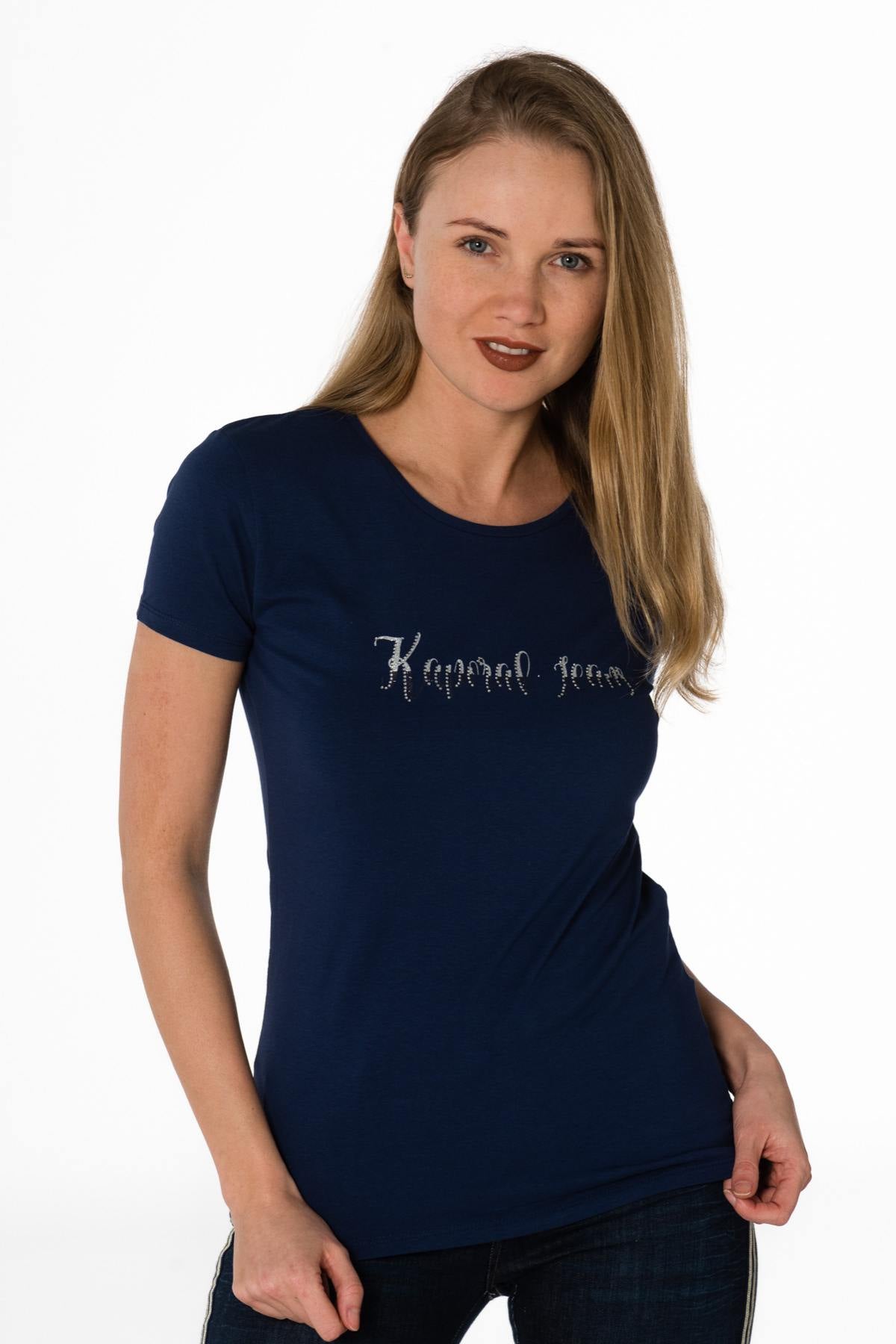 Women's plain navy t-shirt - Image n°1