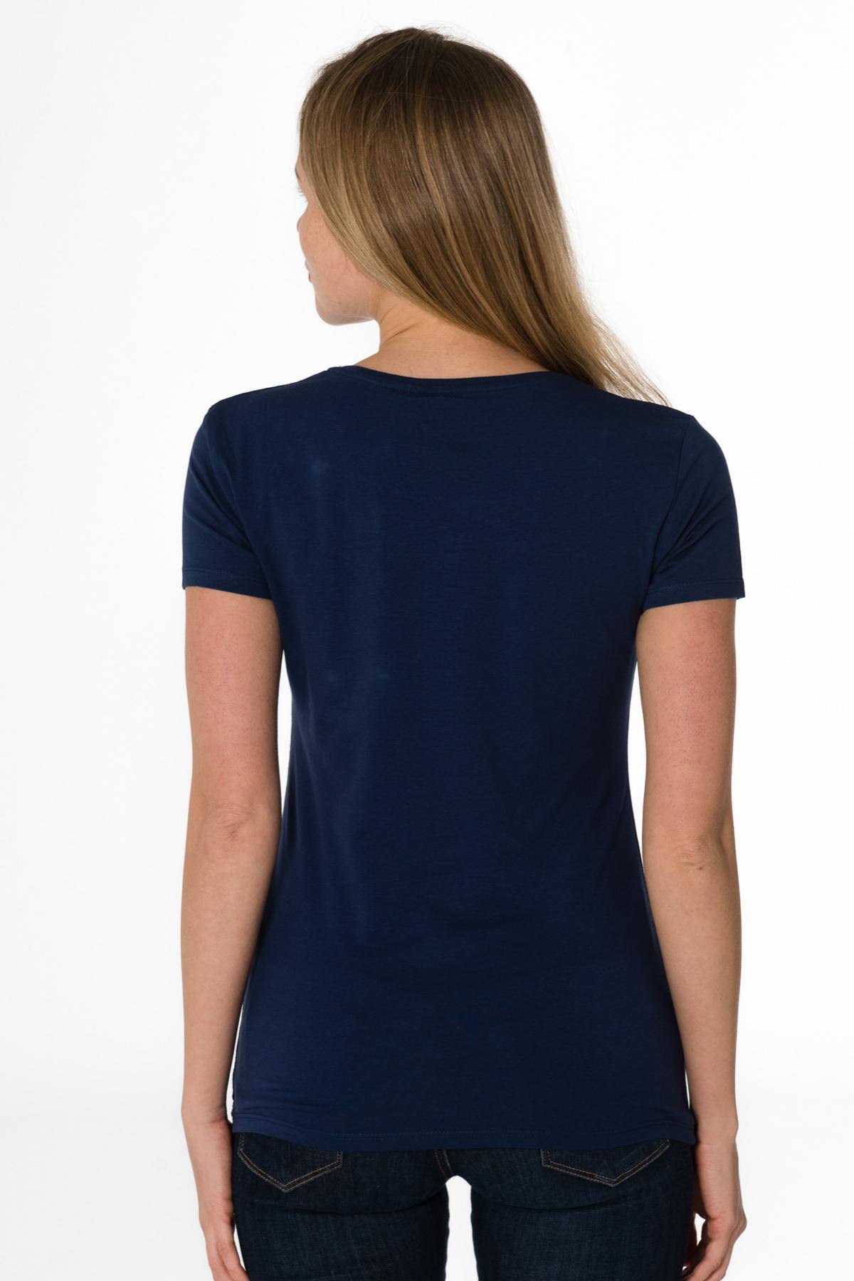 Women's plain navy t-shirt - Image n°3