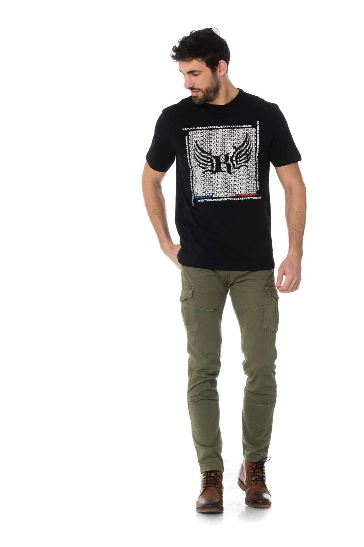 Men's black t-shirt with white logo - Image n°3