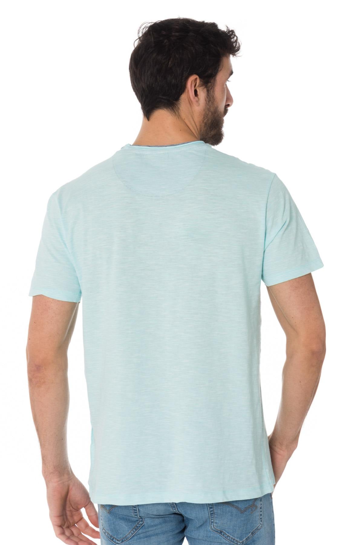 Sky blue t-shirt with sewn chest pocket - Image n°3