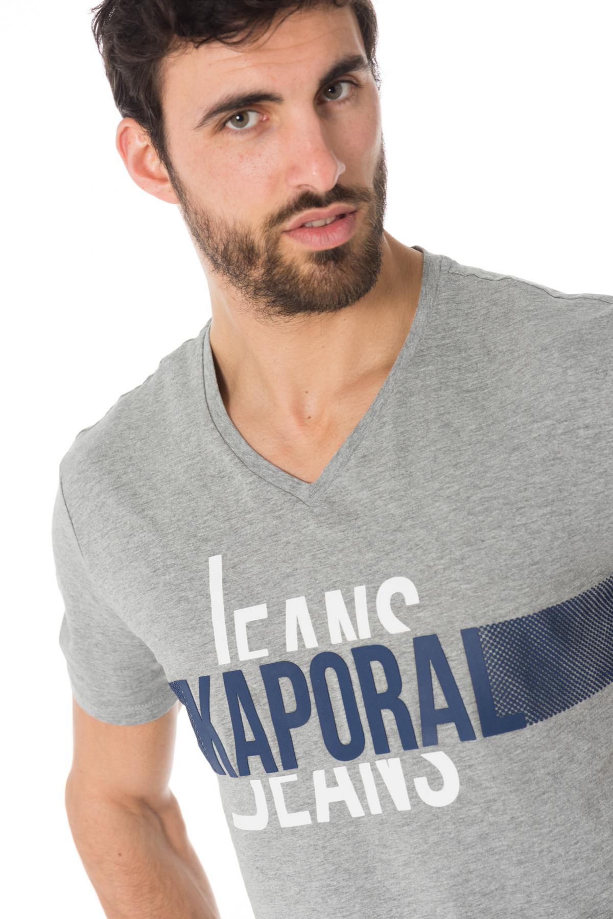 Gray V-neck t-shirt for men - Image n°4