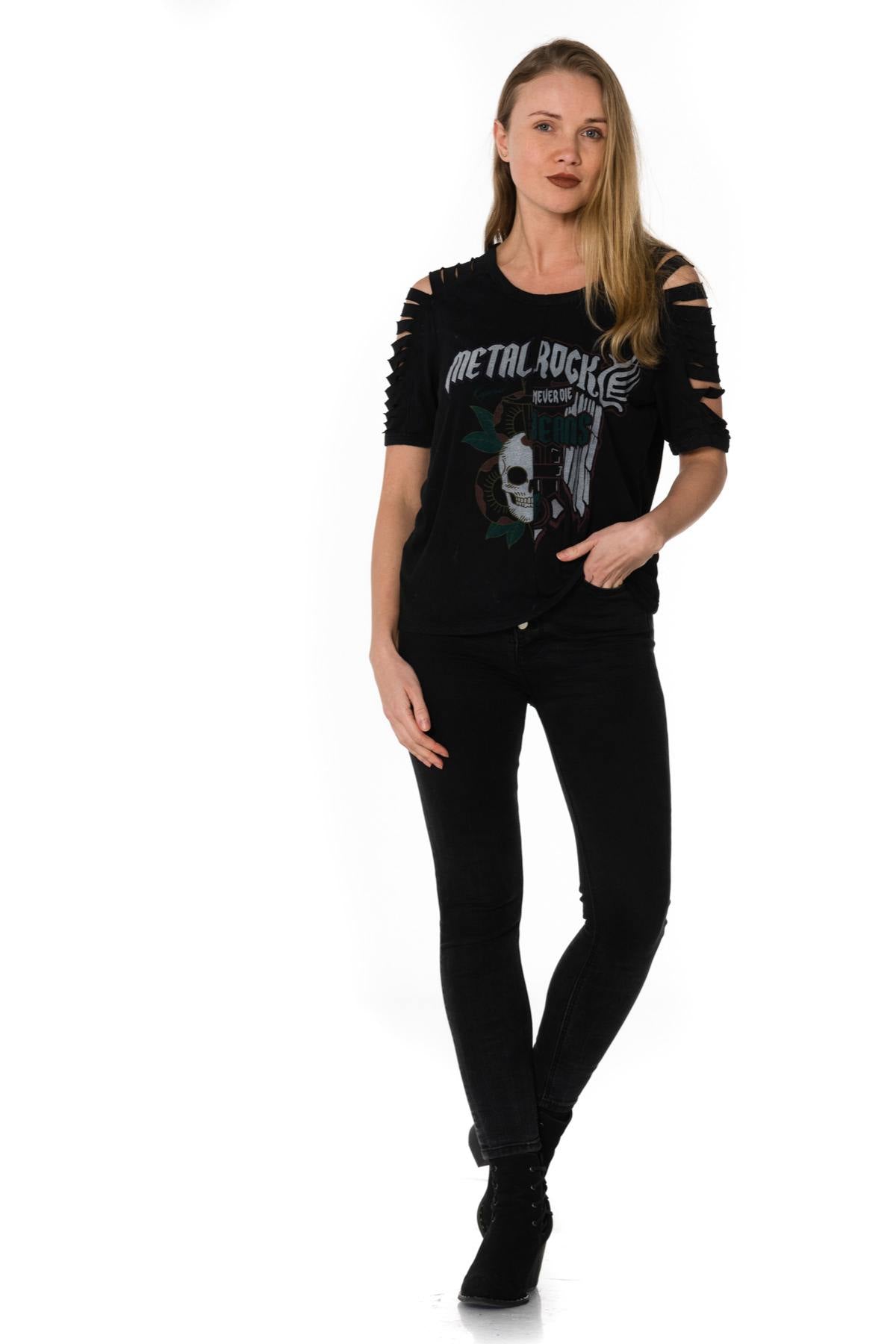 Women's rock metal destroy t-shirt - Image n°3