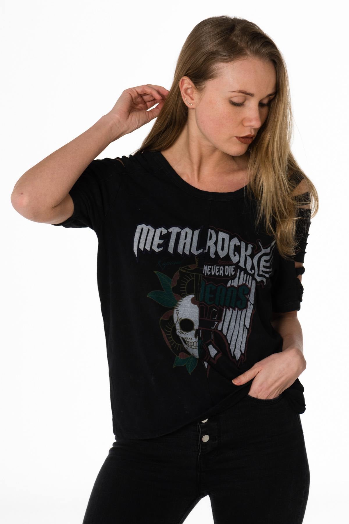 Women's rock metal destroy t-shirt - Image n°1