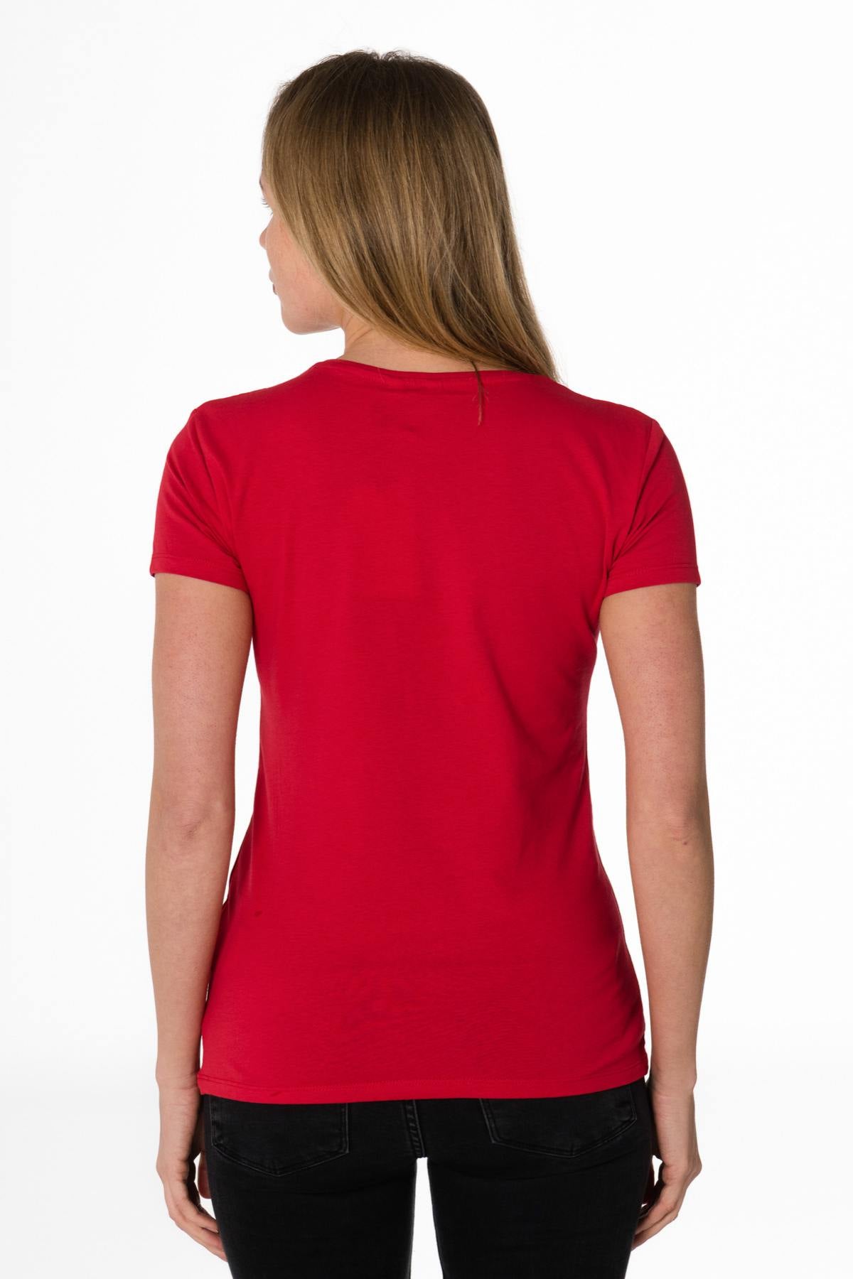 Women’s plain red round-neck t-shirt - Image n°3