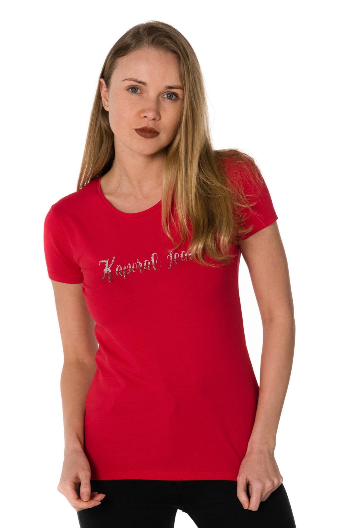 Women’s plain red round-neck t-shirt - Image n°5