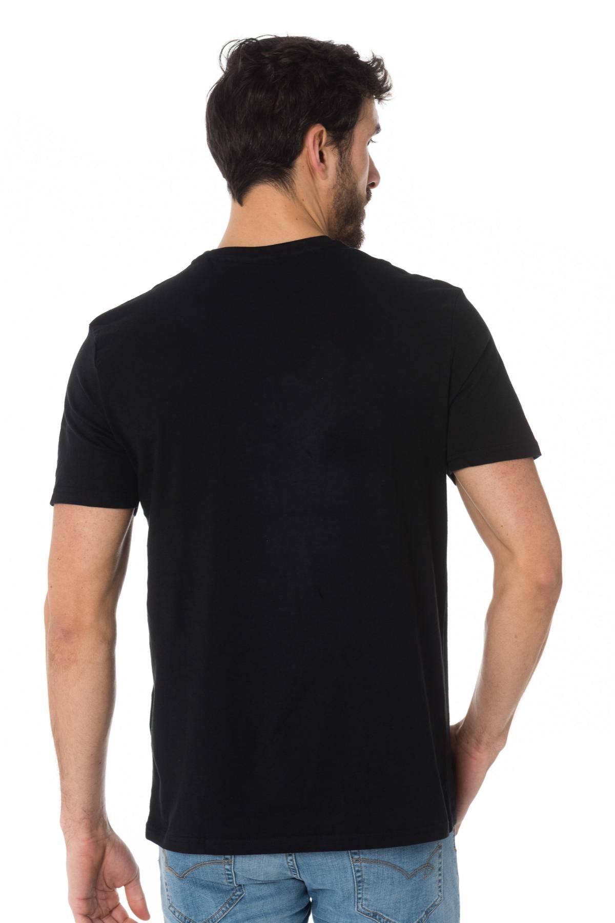 Men's black V-neck t-shirt - Image n°3