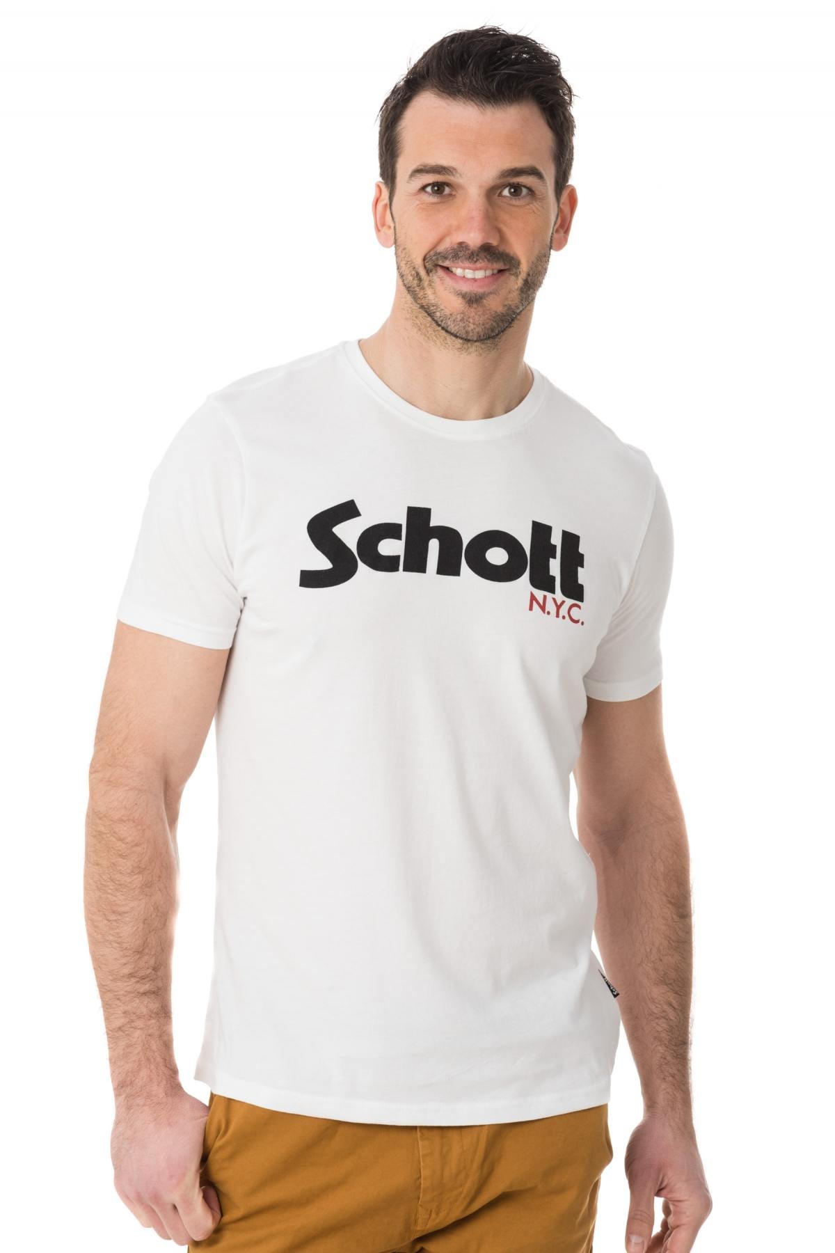 Schott NYC t-shirt with plain white writing - Image n°1