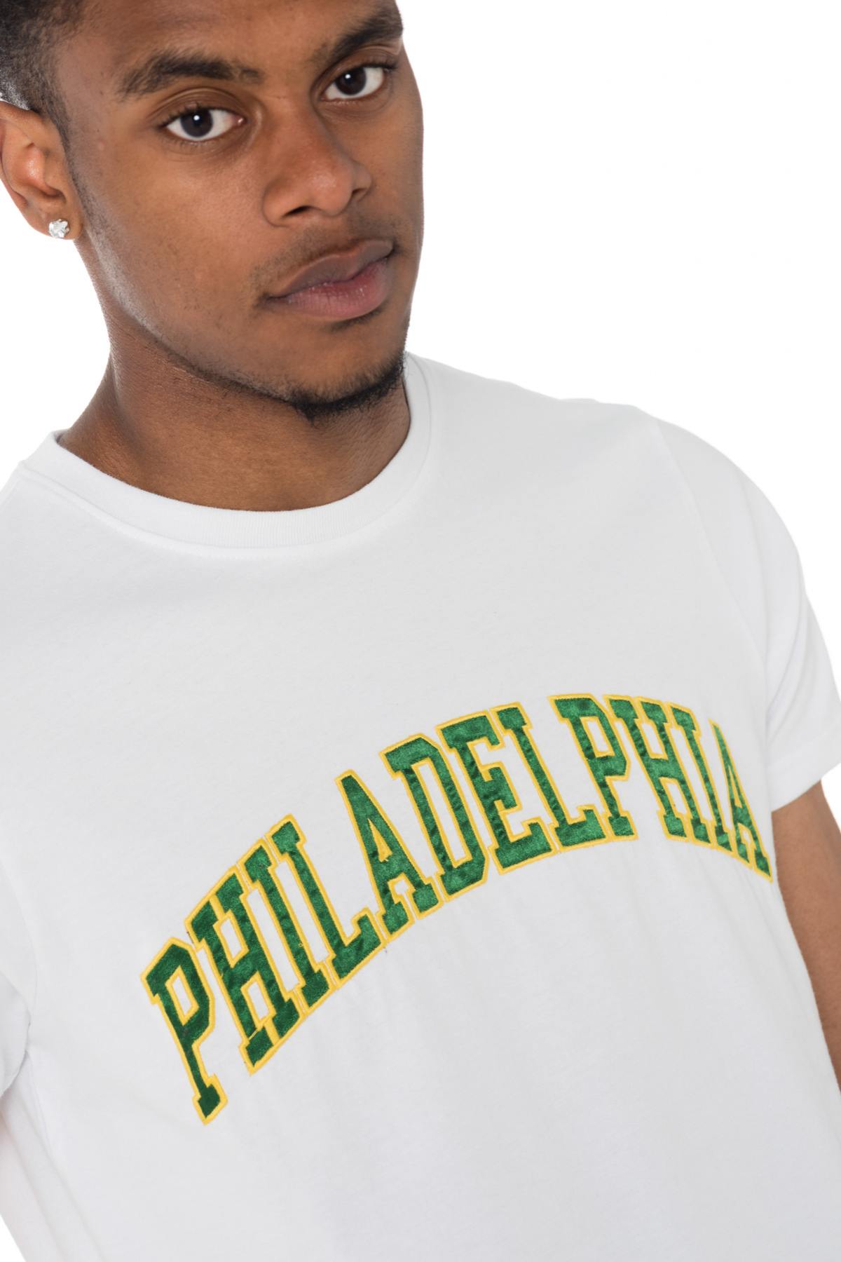 White Schott t-shirt with green and yellow Philadelphia logo - Image n°5