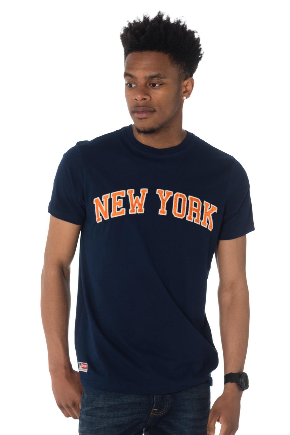 Schott blue T-shirt with New York logo - Image n°1