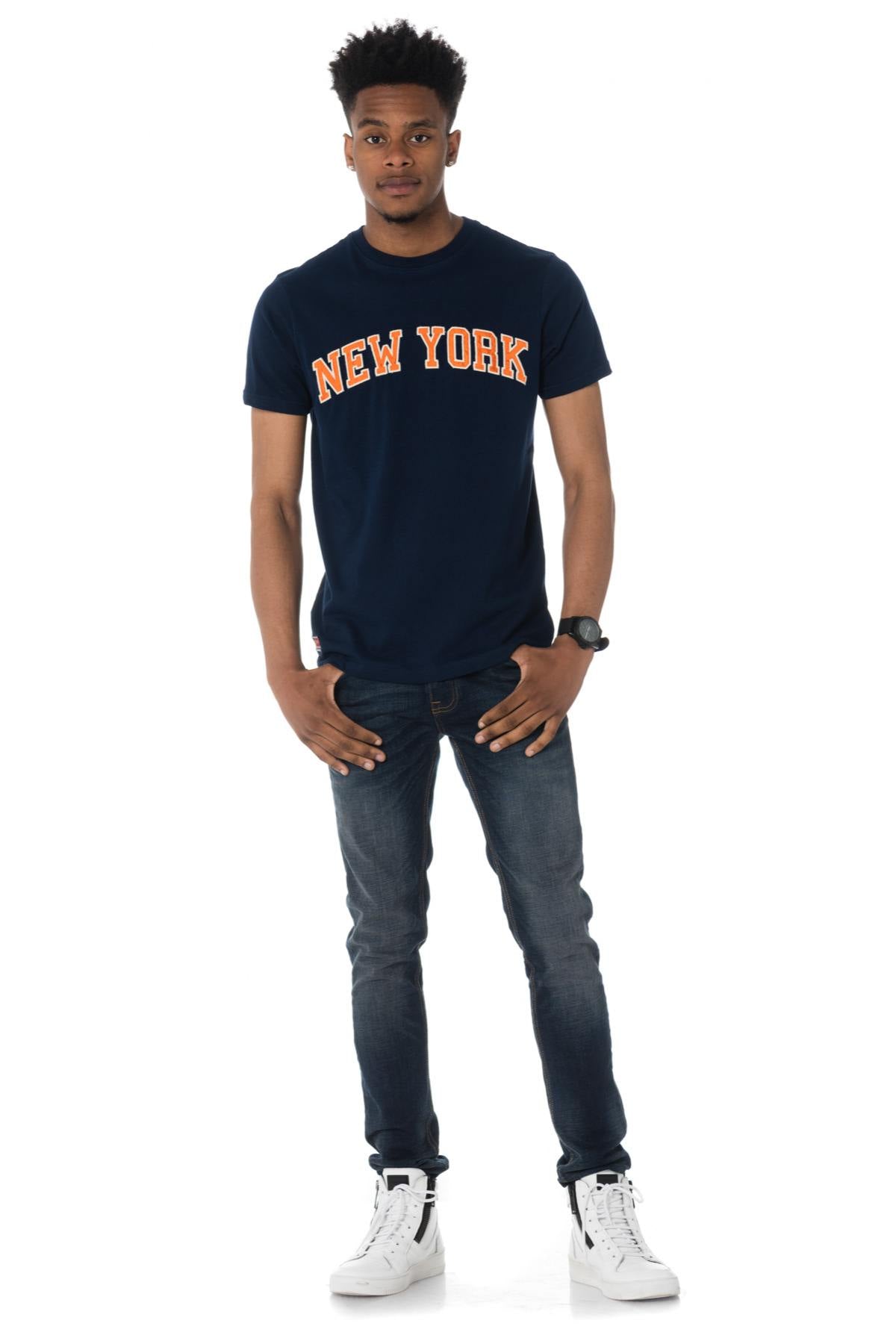 Schott blue T-shirt with New York logo - Image n°2