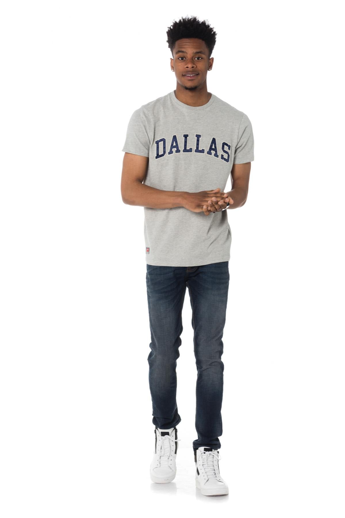 Schott gray t-shirt with Dallas logo - Image n°2