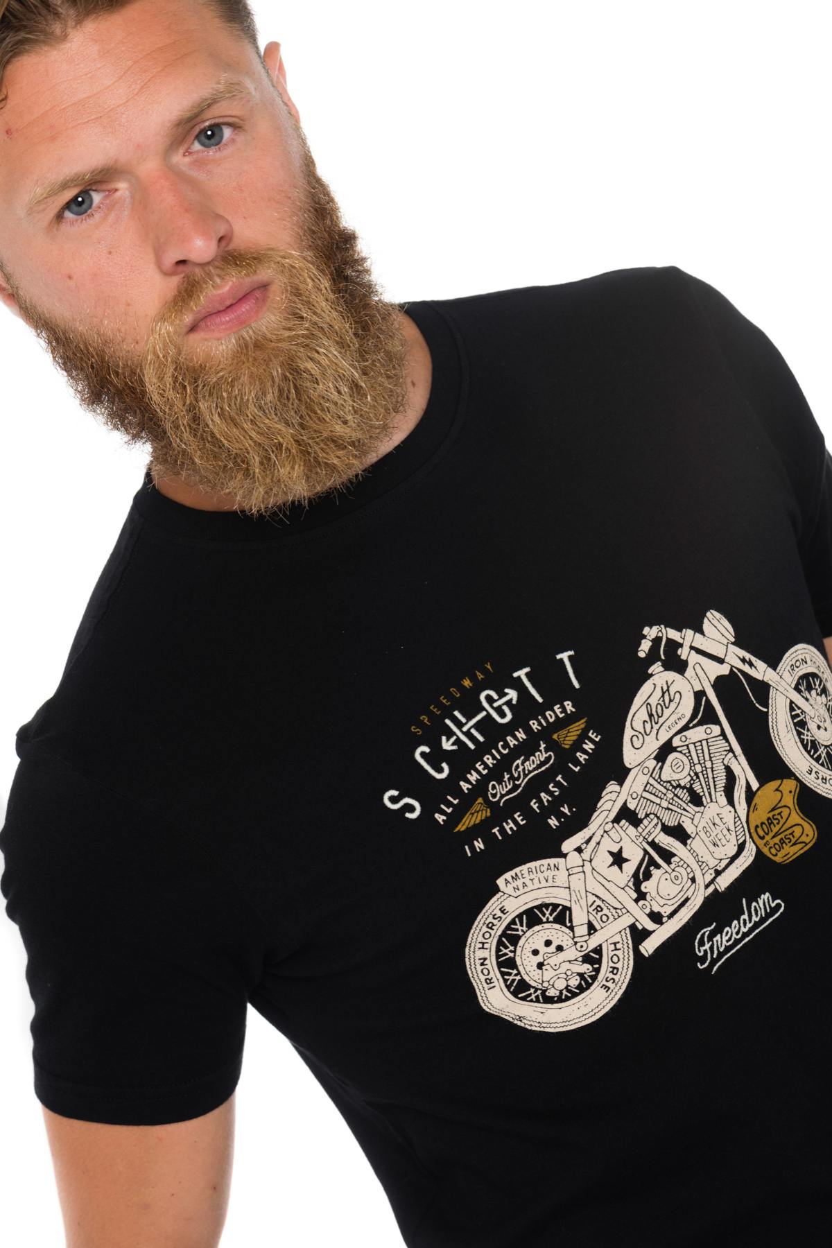 Black t-shirt with motorcycle print - Image n°4