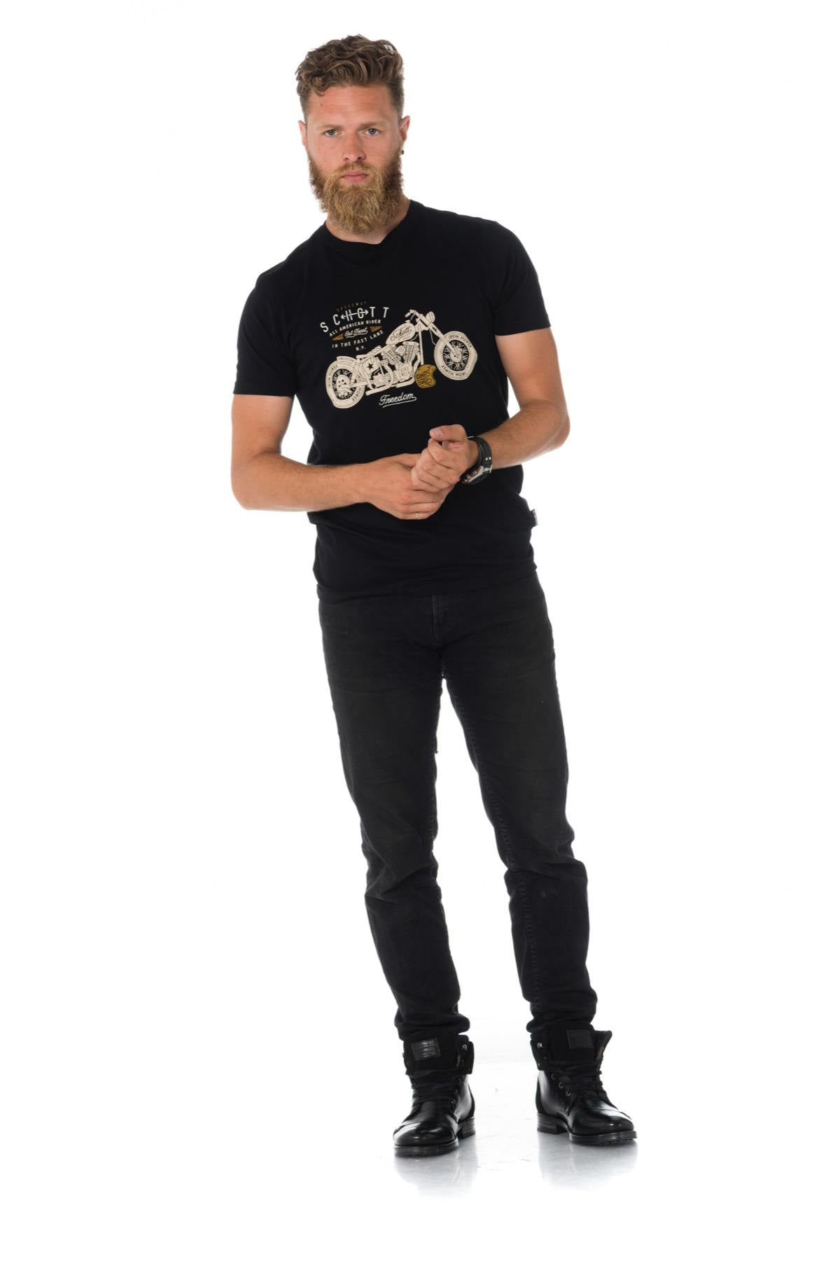 Black t-shirt with motorcycle print - Image n°2