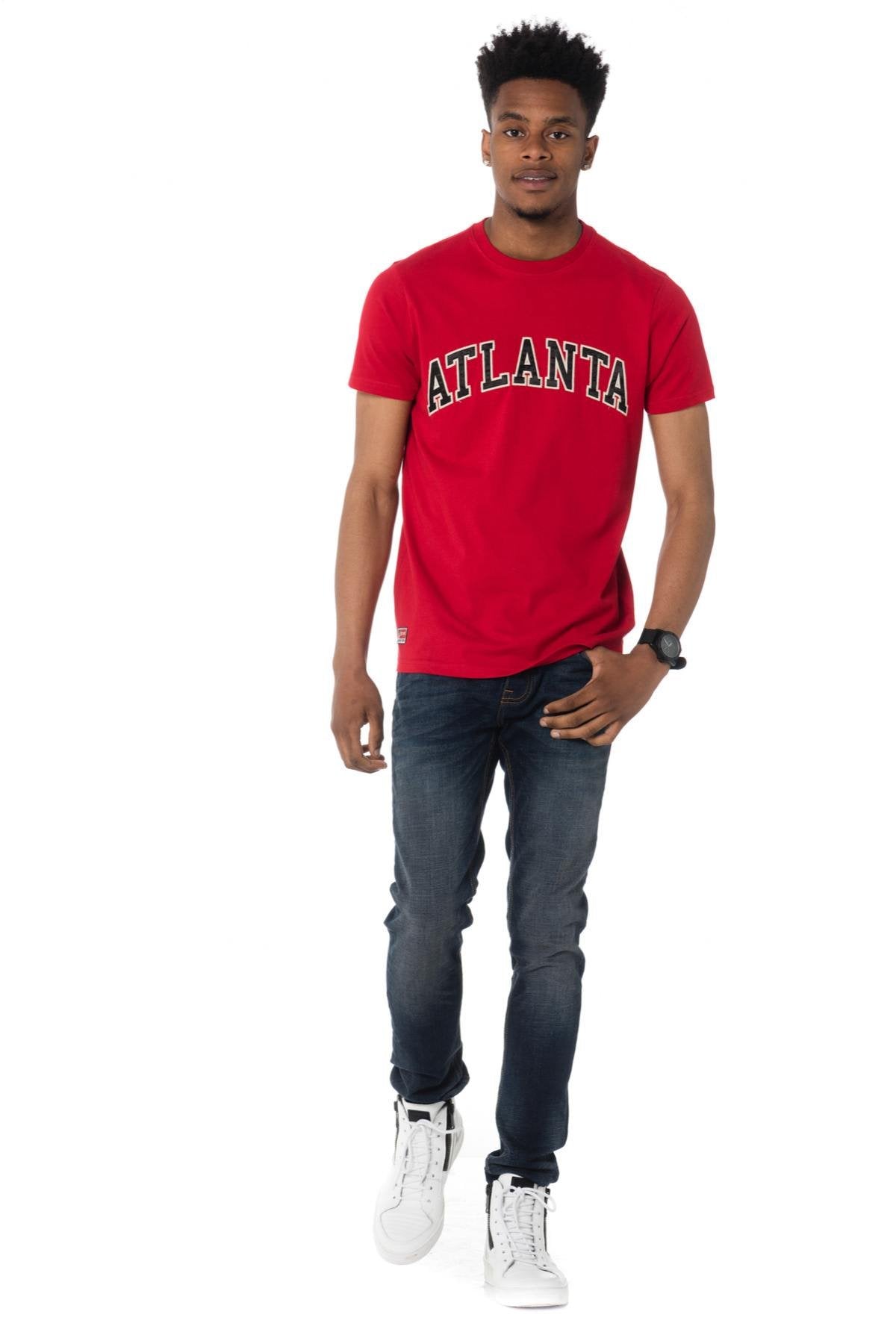 Schott red t-shirt with black Atlanta logo - Image n°2