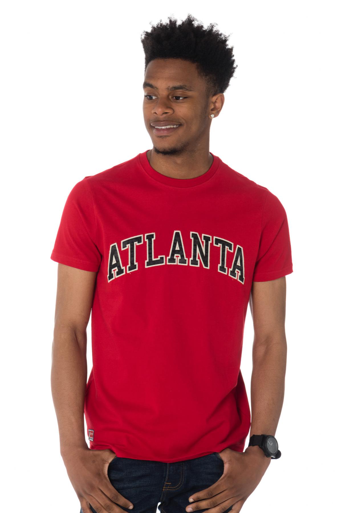 Schott red t-shirt with black Atlanta logo - Image n°1