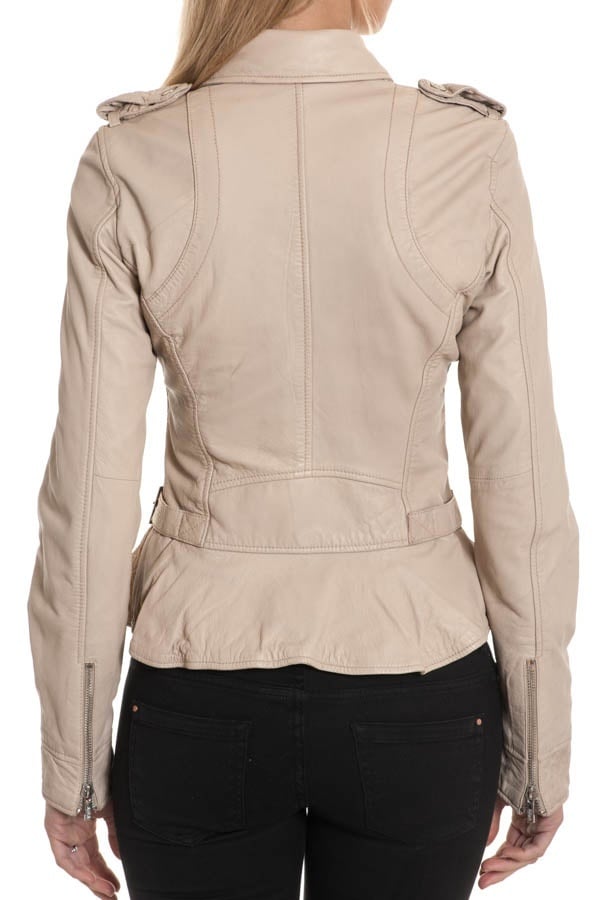 Arma Women's Beige Leather Jacket - Image n°5