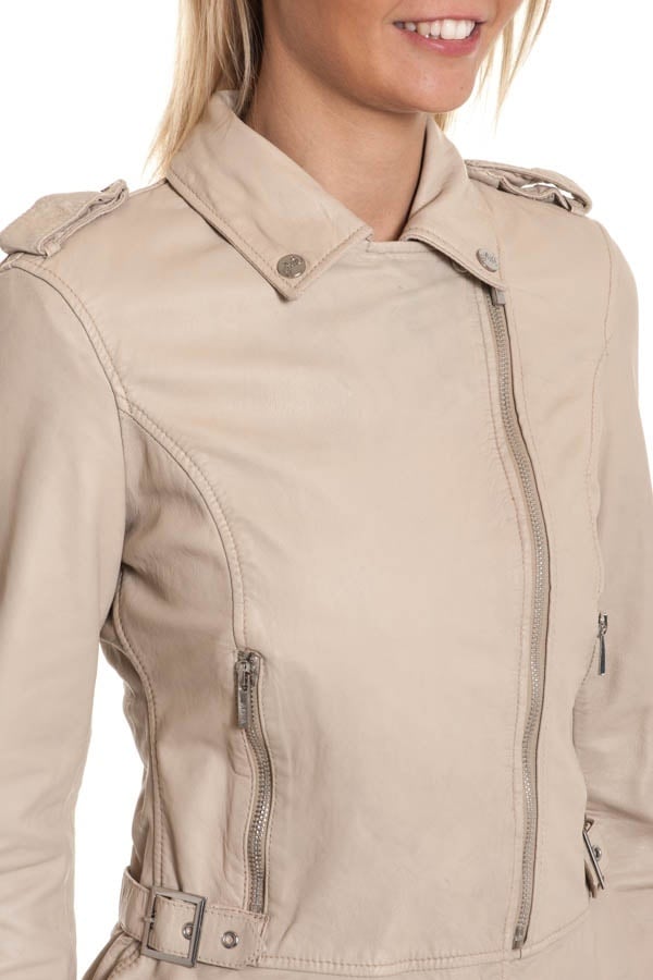 Arma Women's Beige Leather Jacket - Image n°3