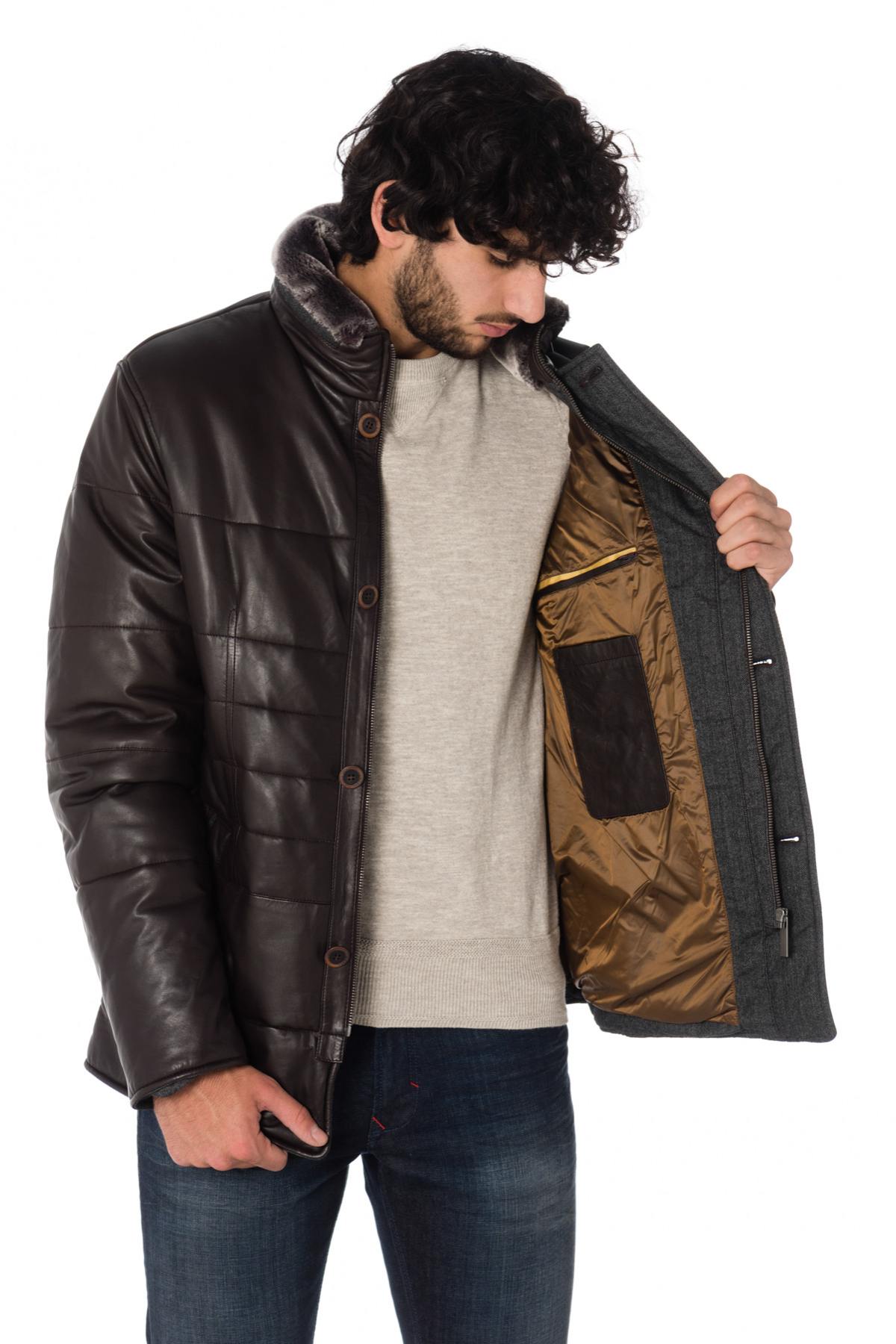 Bugatti men's dark brown lambskin down jacket - Image n°6