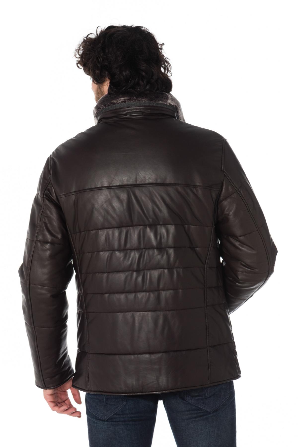 Bugatti men's dark brown lambskin down jacket - Image n°7