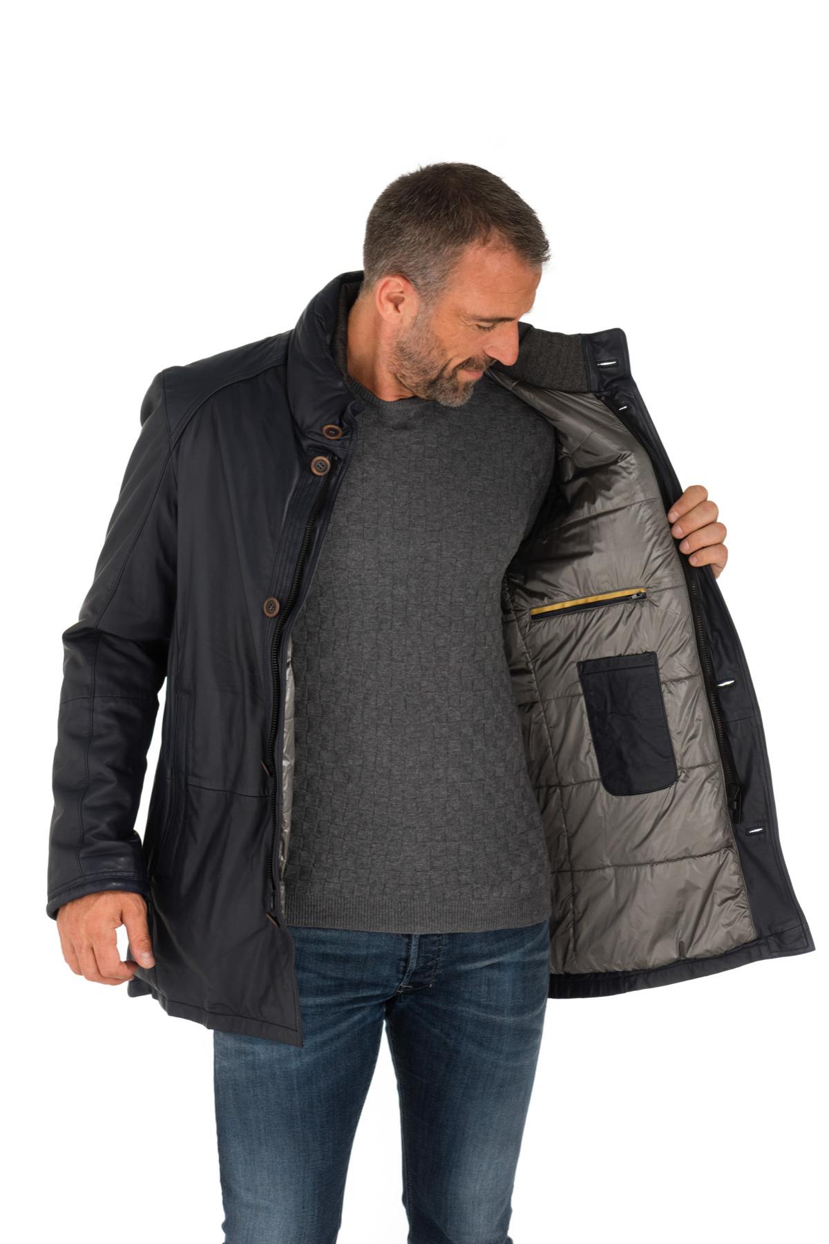 Bugatti Navy Lambskin Leather Jacket - Image n°5