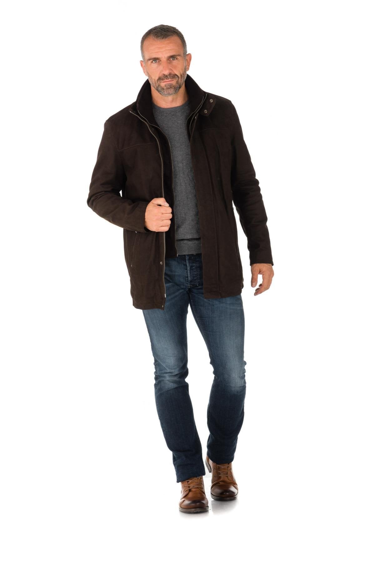 Men's brown cowhide leather jacket - Image n°2