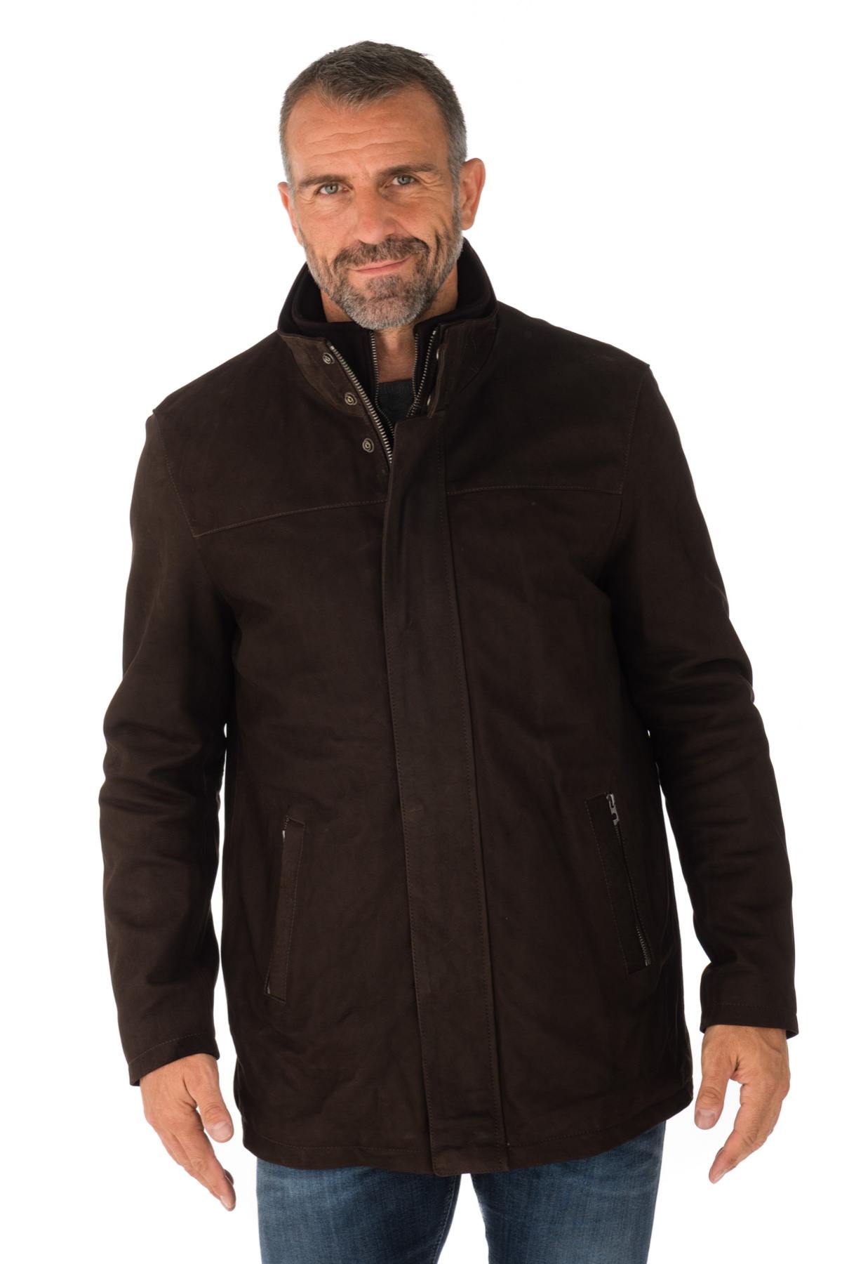 Men's brown cowhide leather jacket - Image n°1