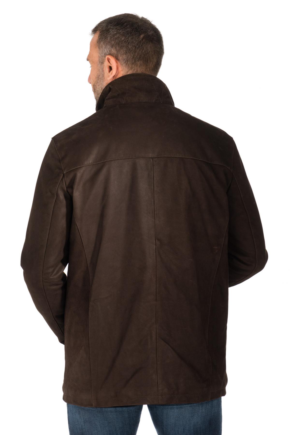 Men's brown cowhide leather jacket - Image n°7