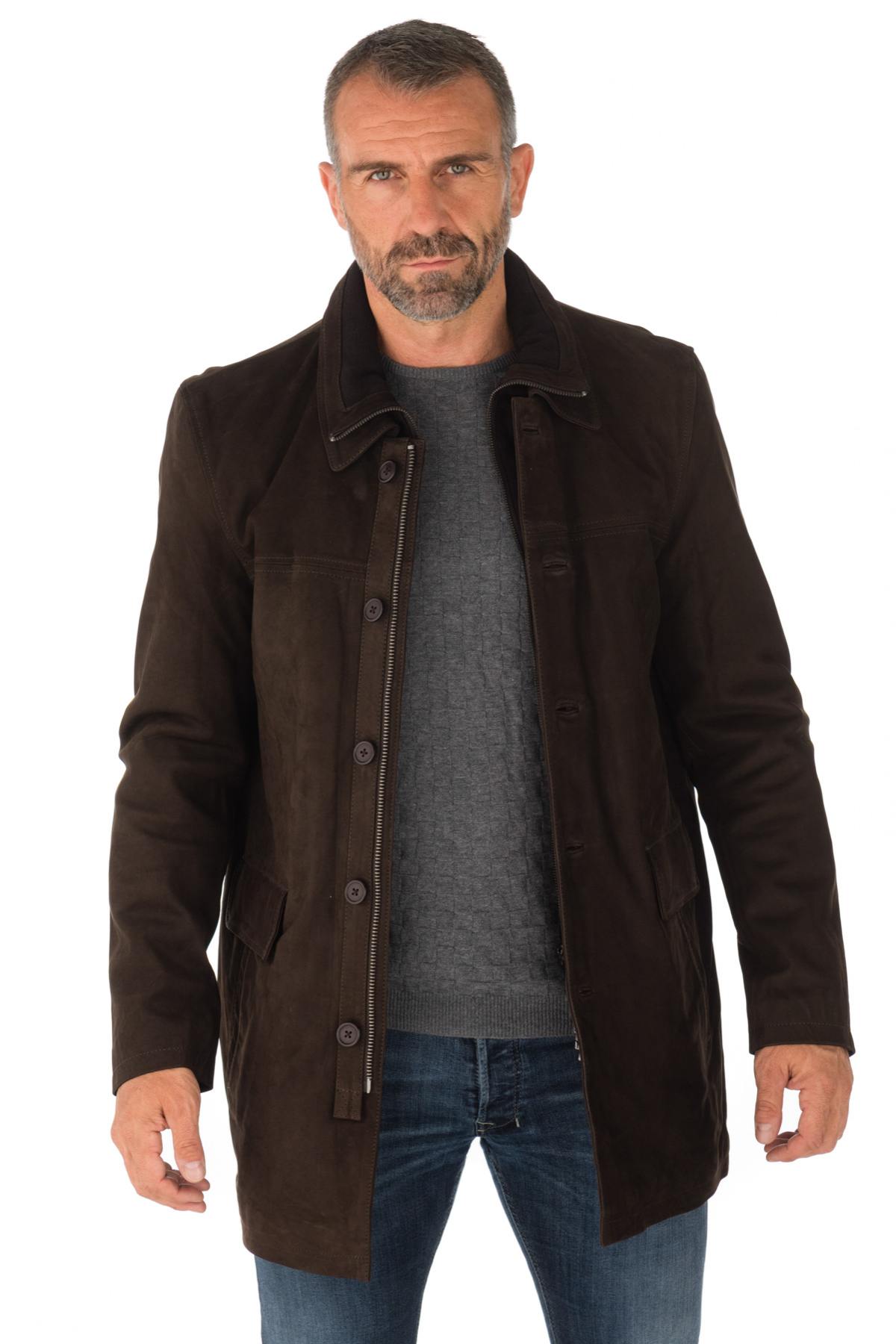 Brown cowhide leather jacket - Image n°3