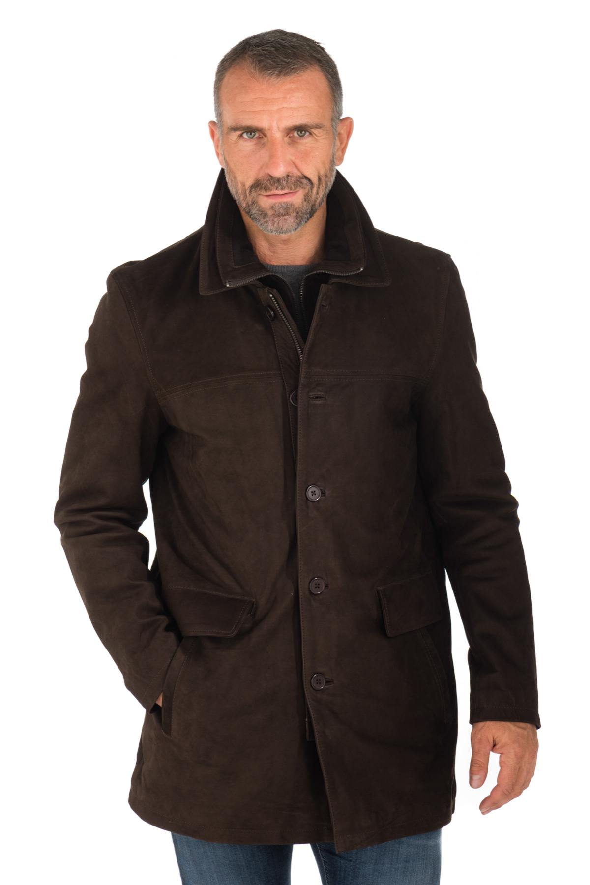 Brown cowhide leather jacket - Image n°1