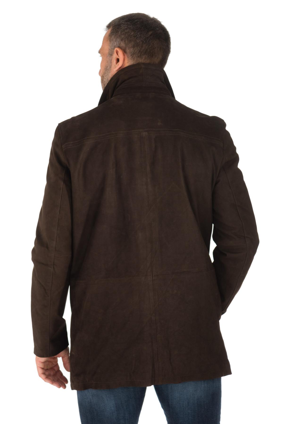 Brown cowhide leather jacket - Image n°7