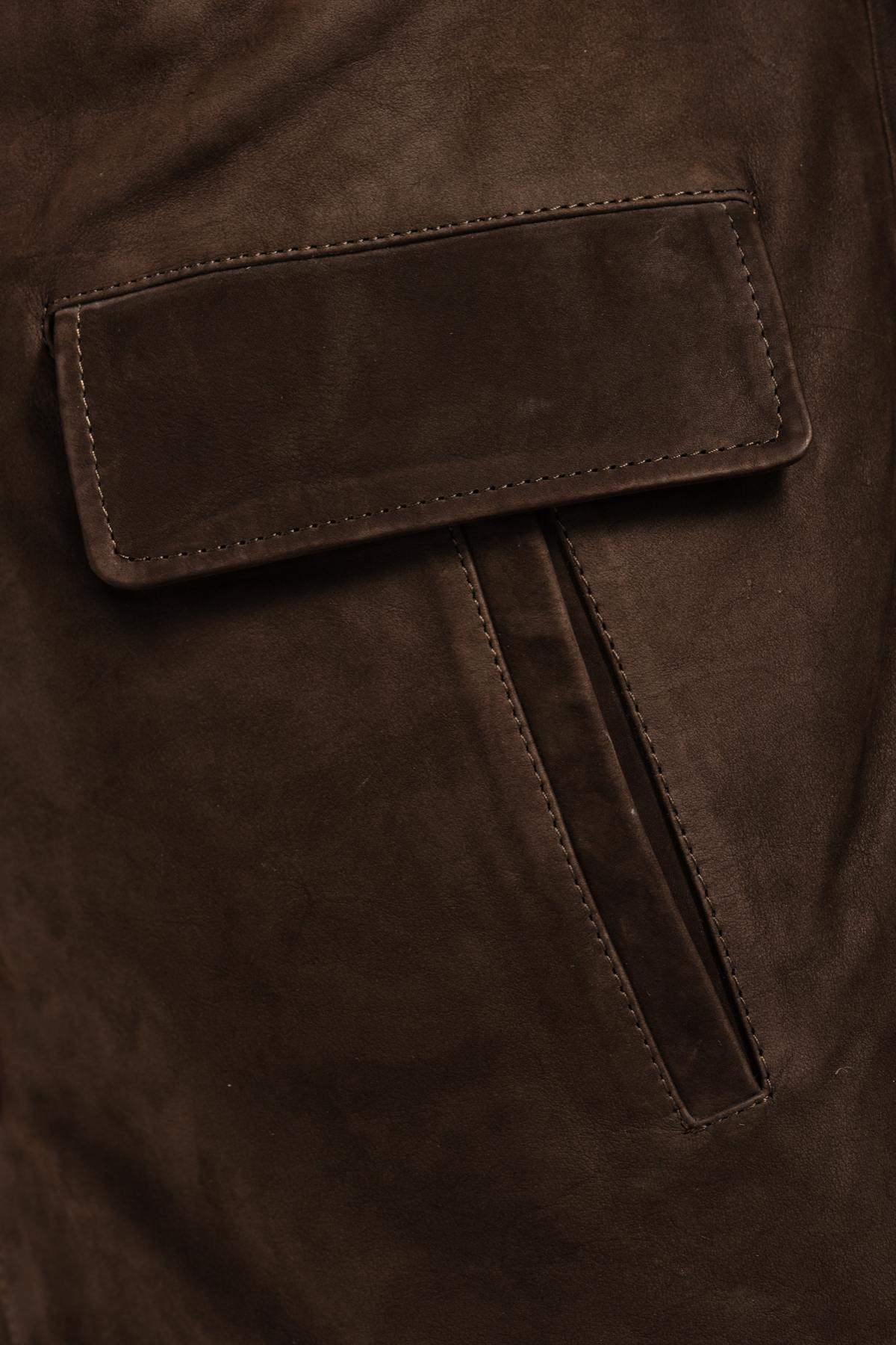 Brown cowhide leather jacket - Image n°5